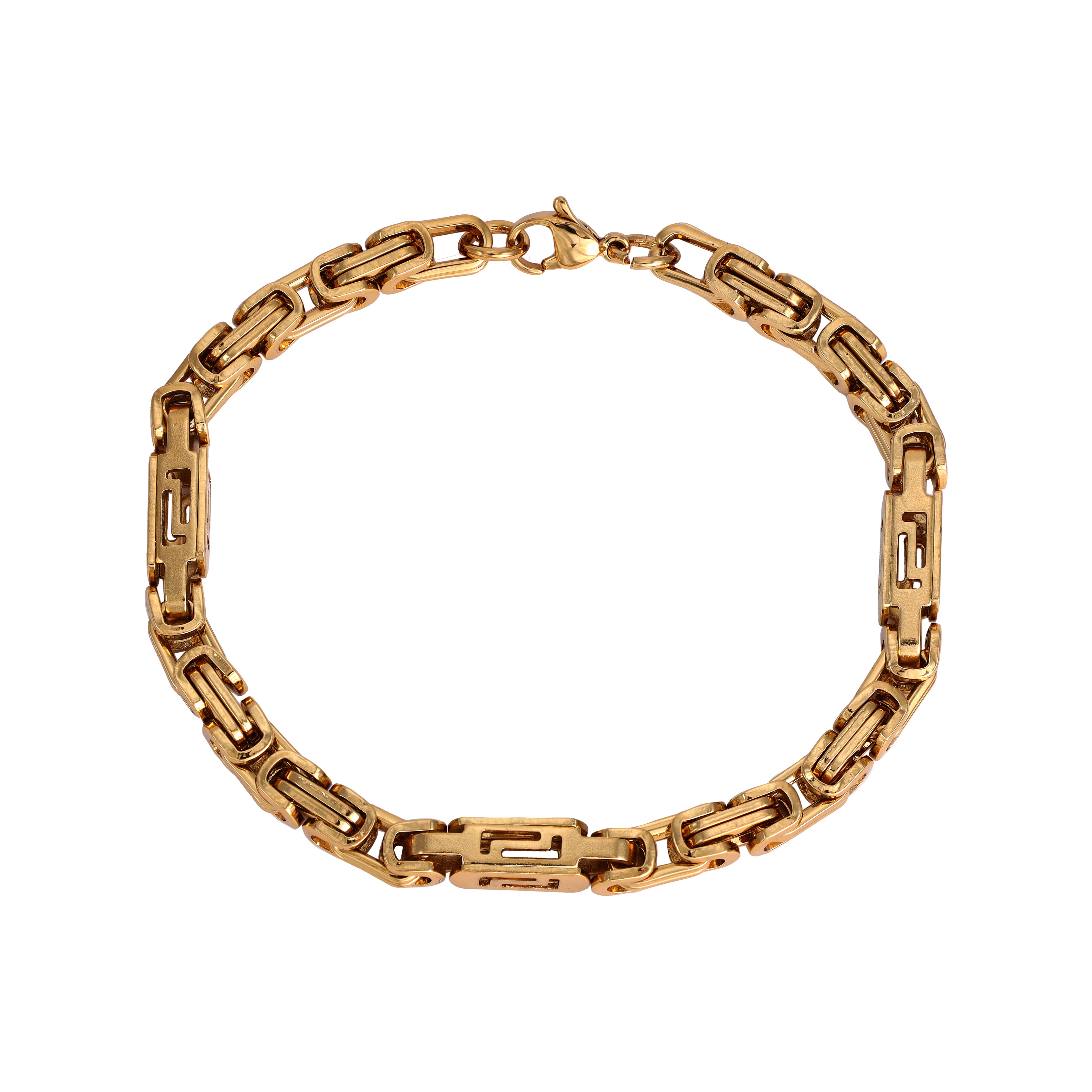 6mm Königskette Armband 21cm aus Edelstahl 18K vergoldet - Taipan Schmuck