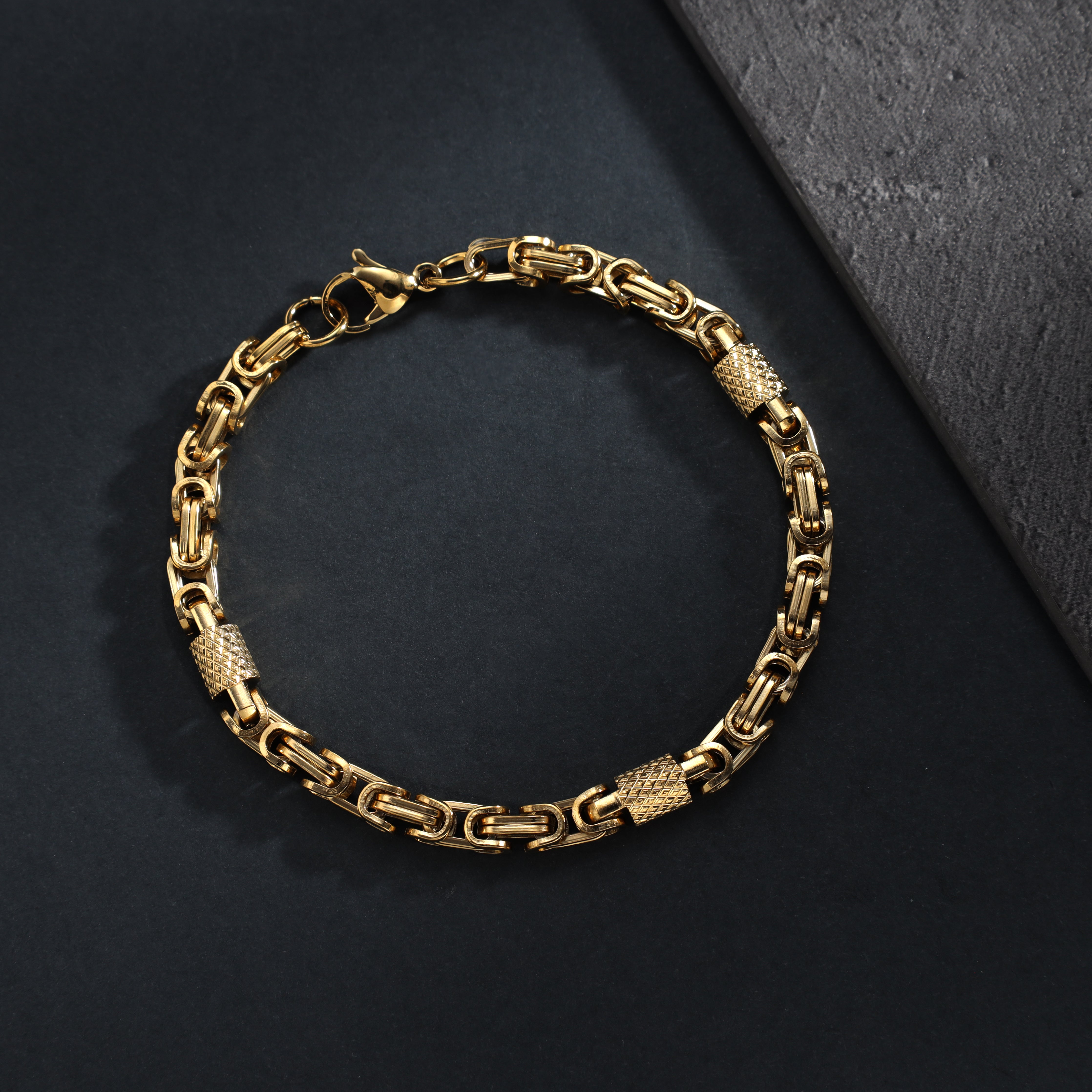 Königskette + Montecarlo Armband 6mm breit 22cm aus Edelstahl 18K vergoldet - Taipan Schmuck