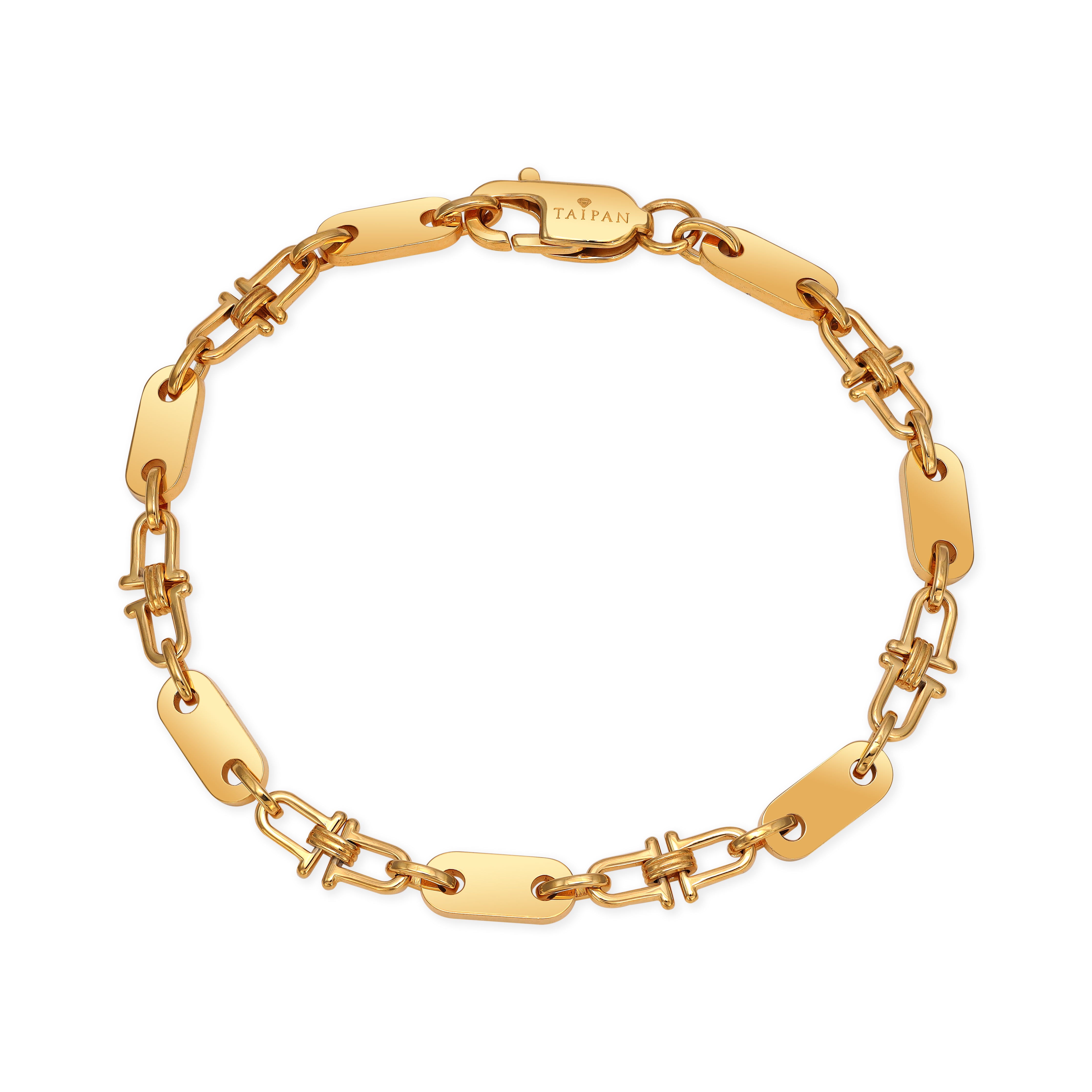 Plattenkette Armband 5mm breit aus Edelstahl 18K Vergoldet - Taipan Schmuck