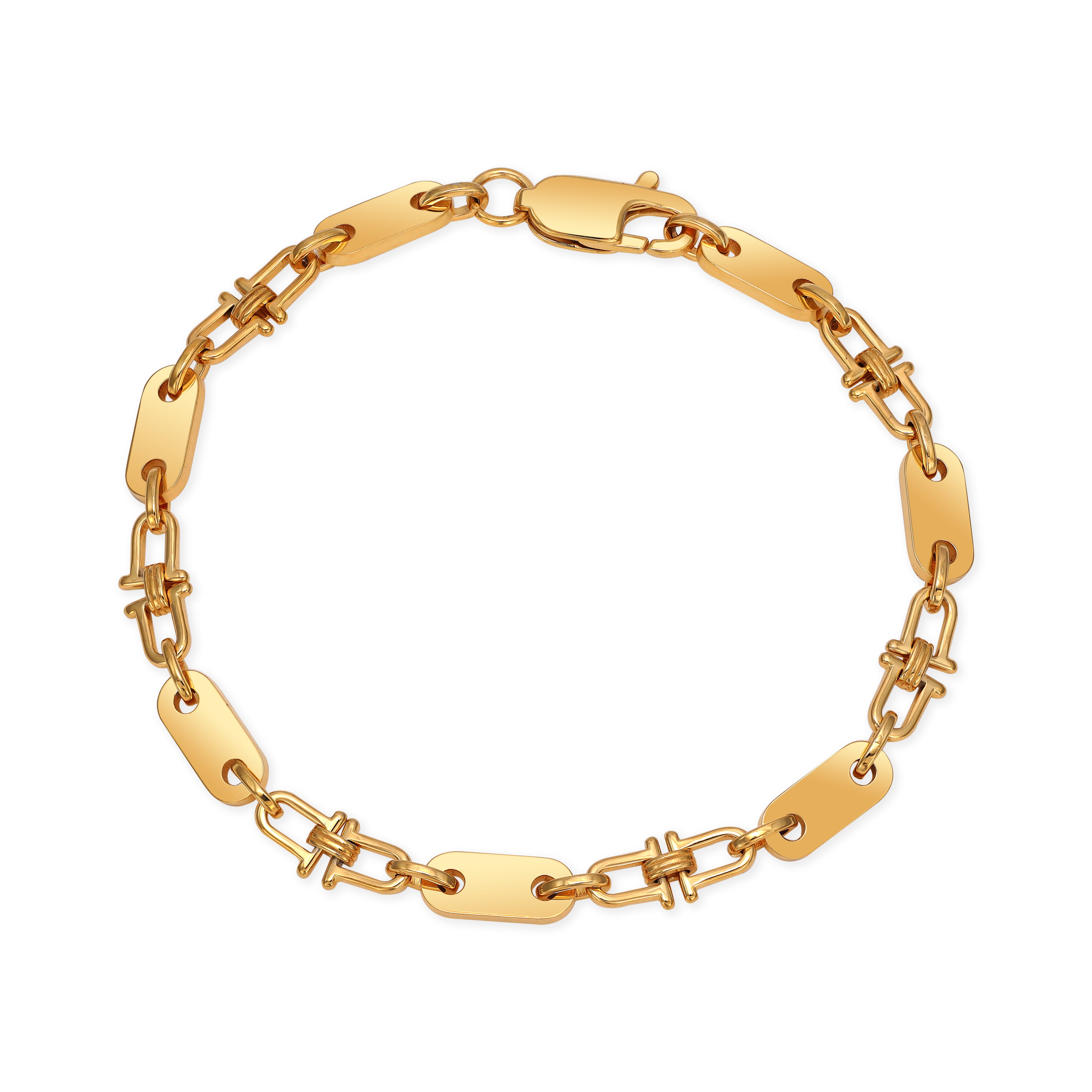 Plattenkette Armband 5mm breit aus Edelstahl 18K Vergoldet - Taipan Schmuck