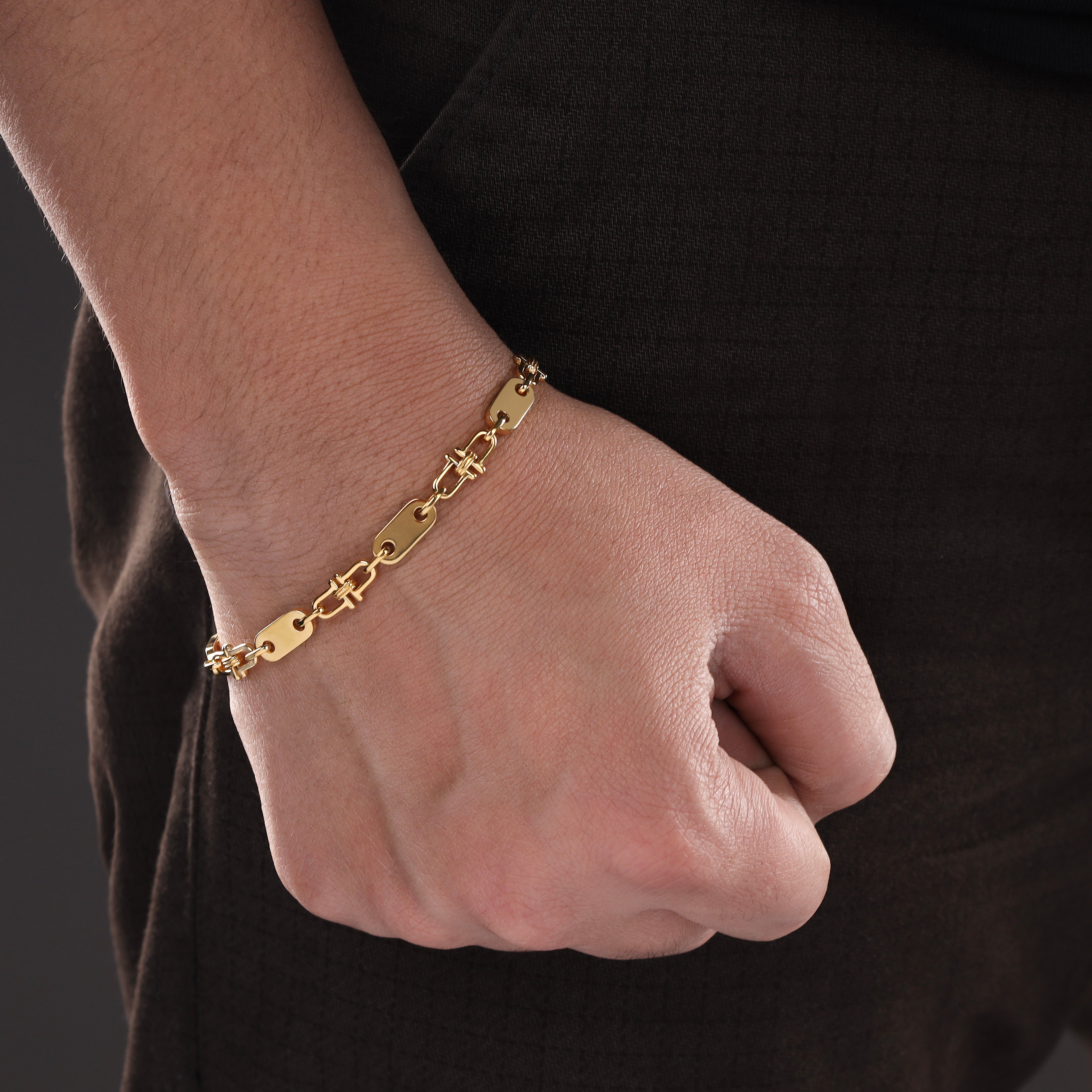 Plattenkette Armband 5mm breit aus Edelstahl 18K Vergoldet - Taipan Schmuck