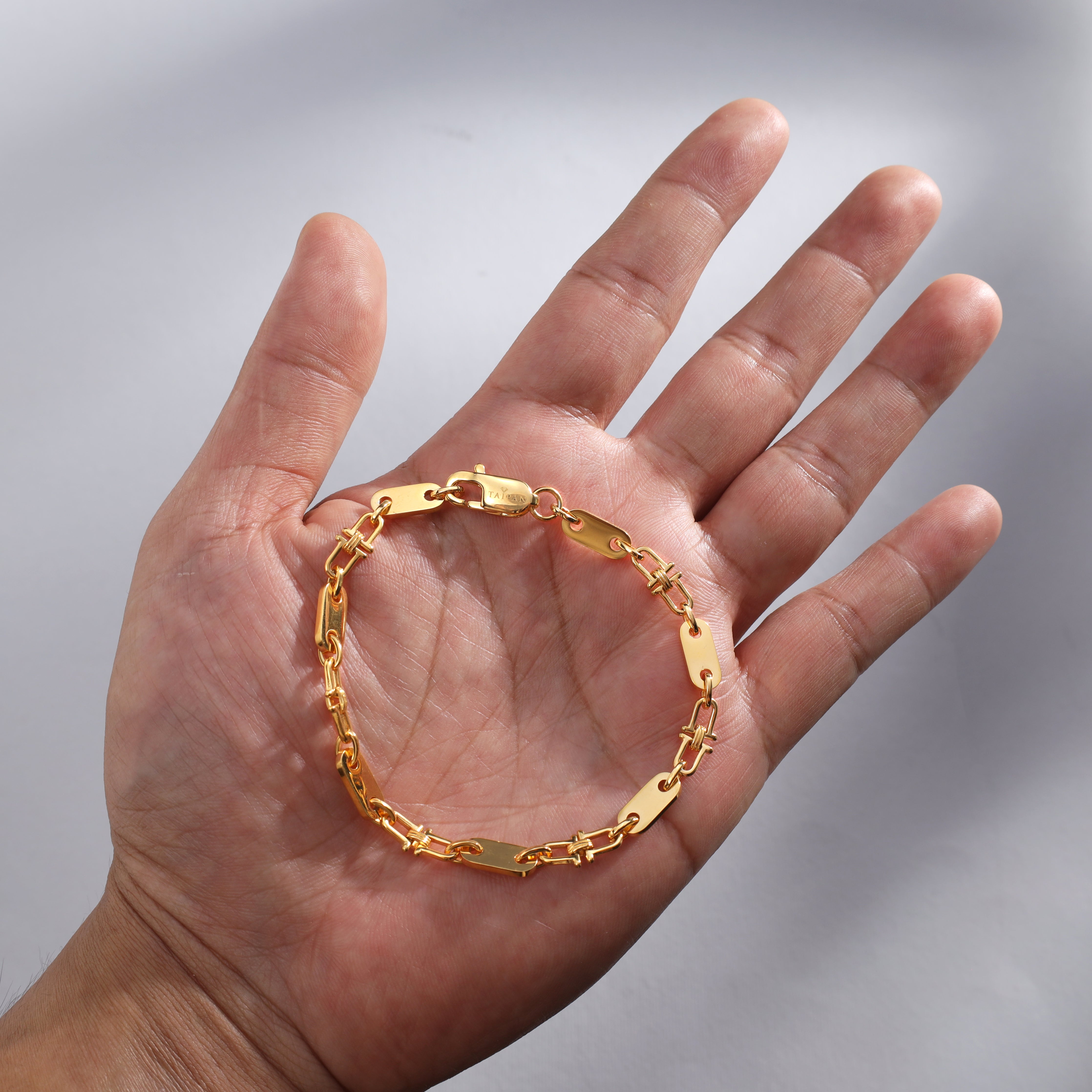 Plattenkette Armband 5mm breit aus Edelstahl 18K Vergoldet - Taipan Schmuck