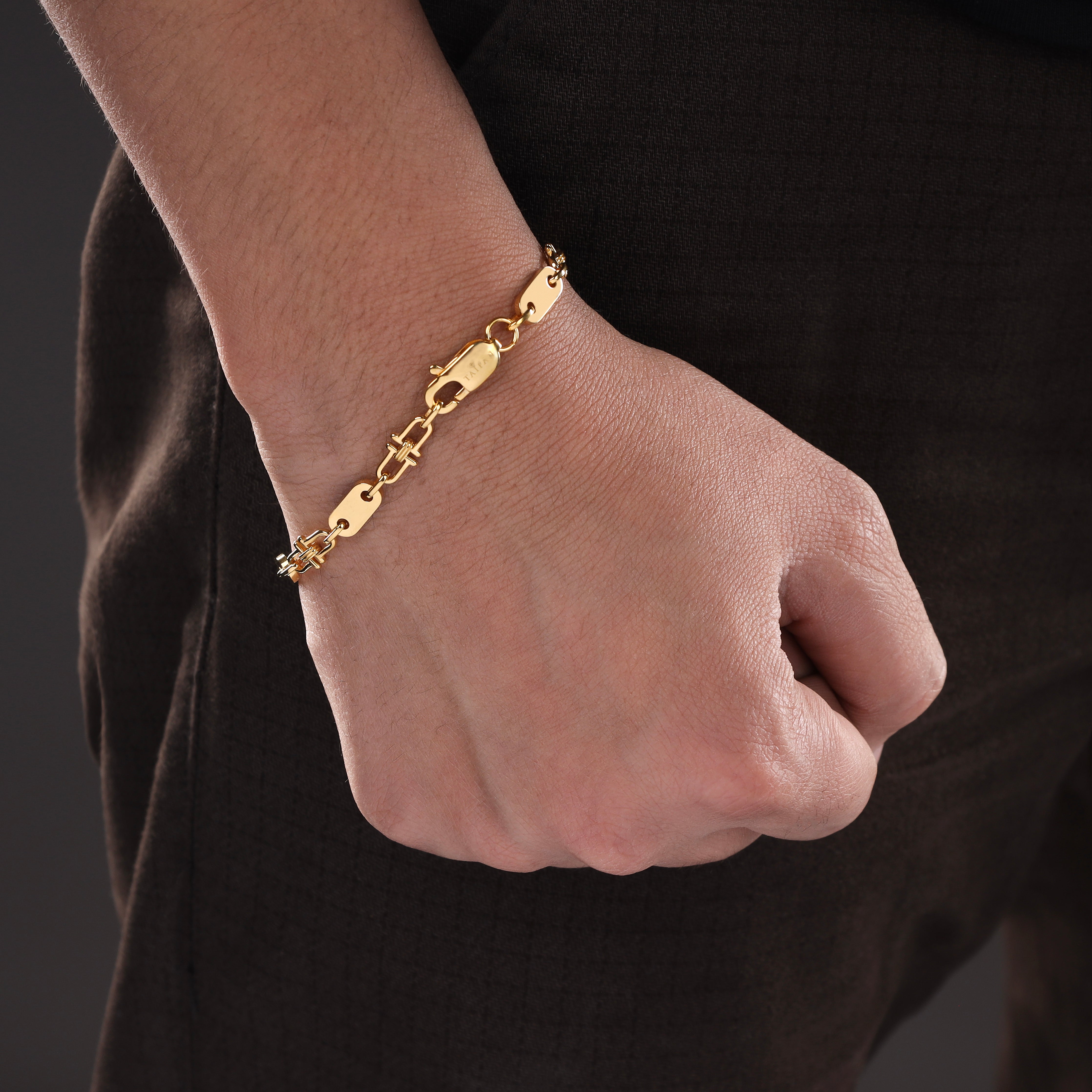 Plattenkette Armband 5mm breit aus Edelstahl 18K Vergoldet - Taipan Schmuck