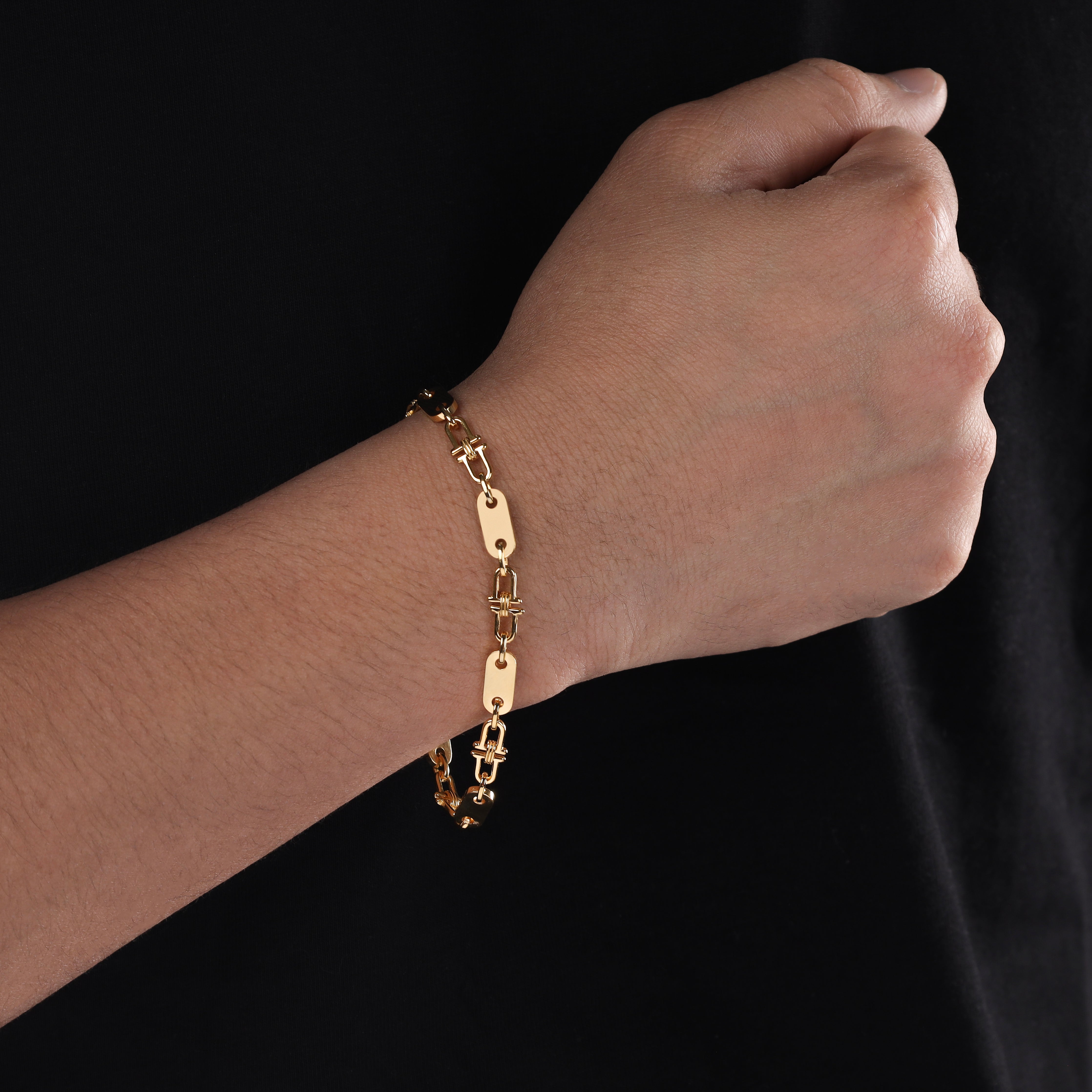 Plattenkette Armband 5mm breit aus Edelstahl 18K Vergoldet - Taipan Schmuck