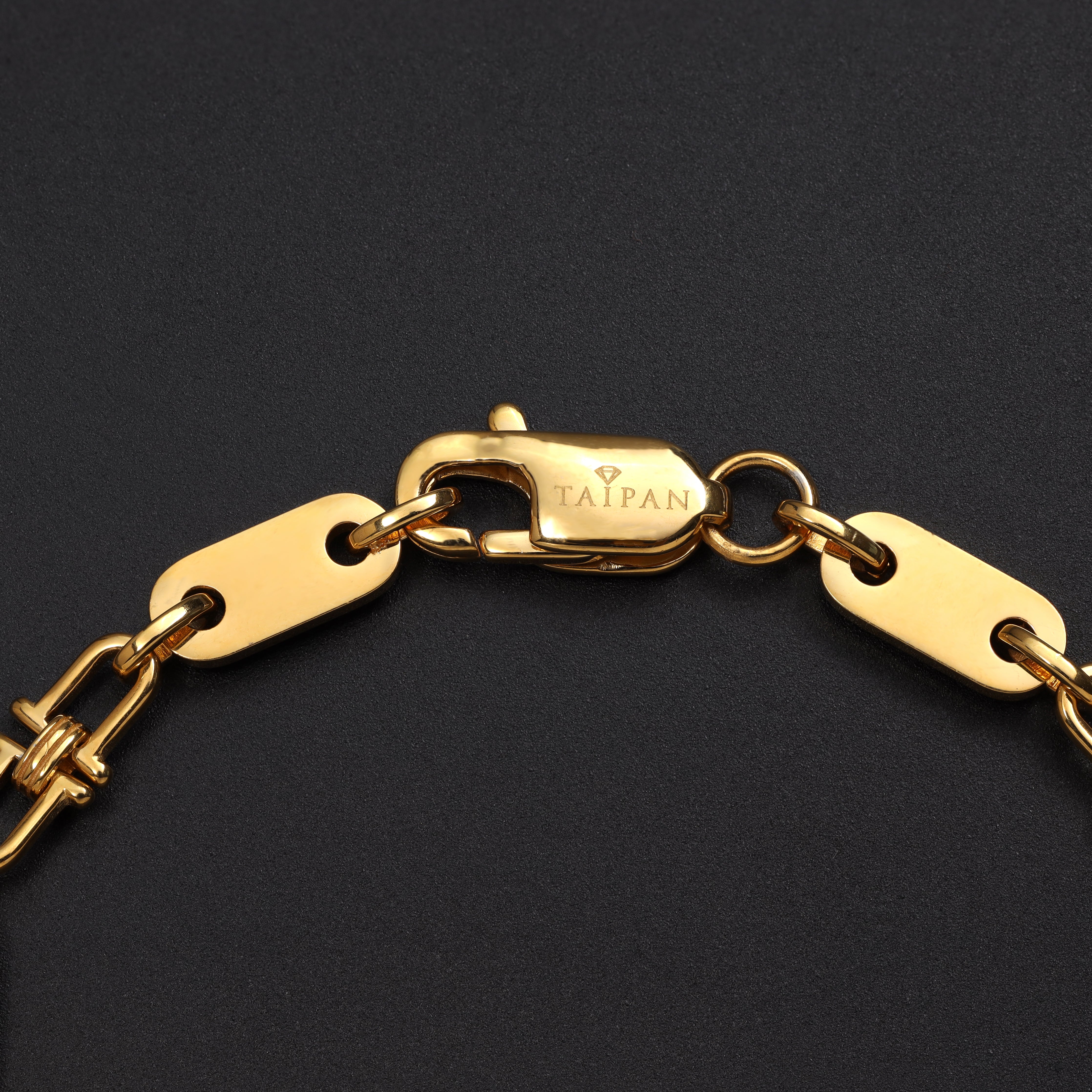 Plattenkette Armband 5mm breit aus Edelstahl 18K Vergoldet - Taipan Schmuck
