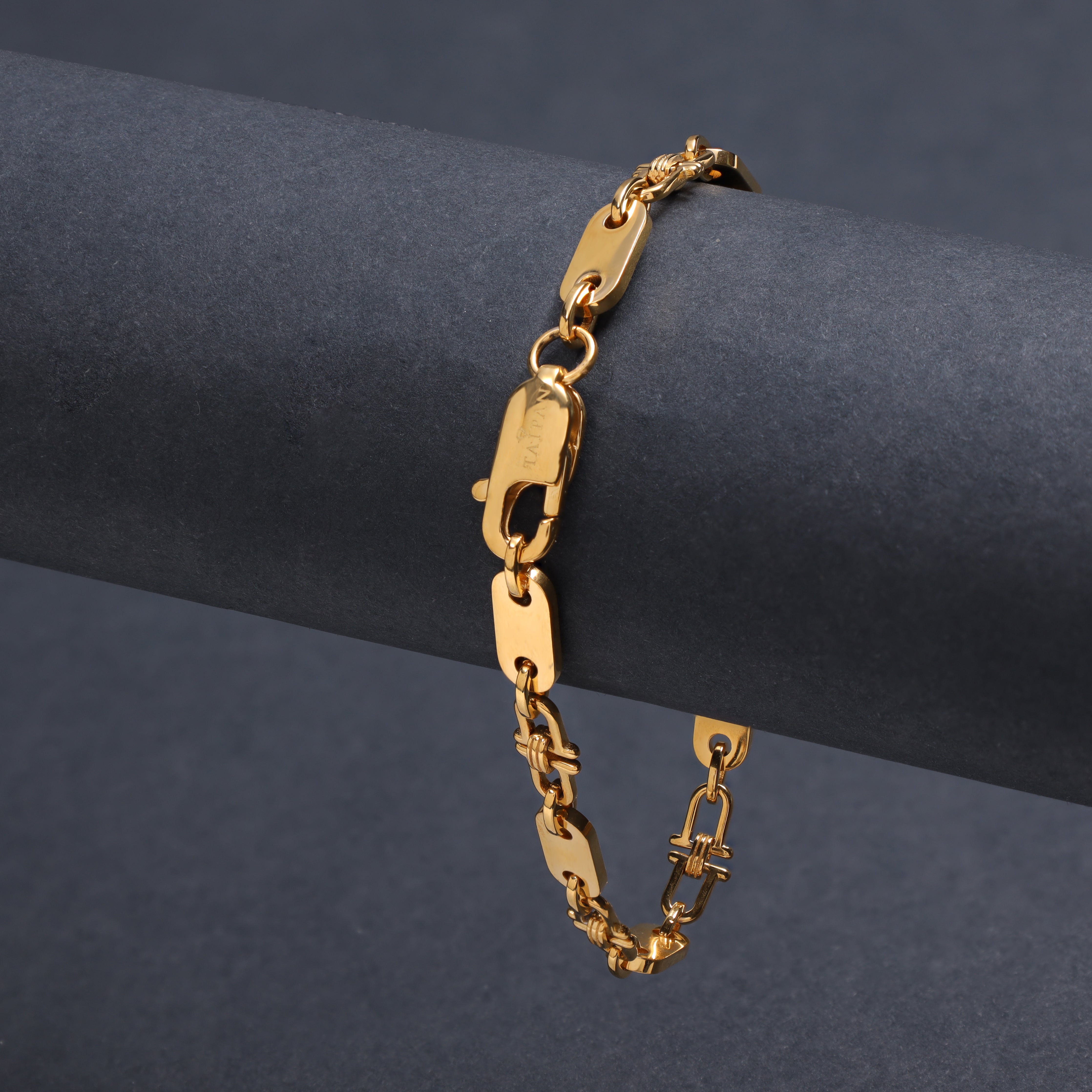 Plattenkette Armband 5mm breit aus Edelstahl 18K Vergoldet - Taipan Schmuck