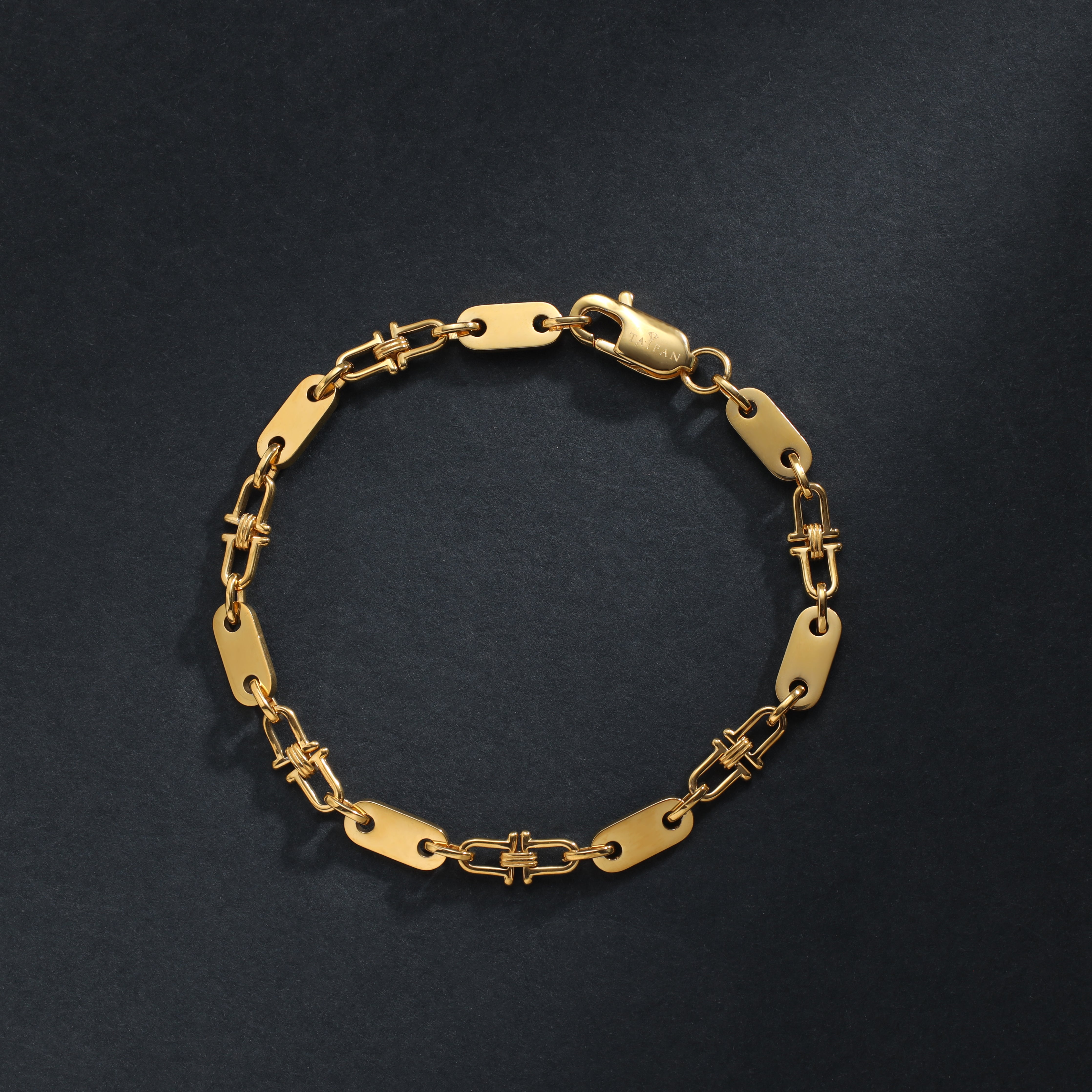 Plattenkette Armband 5mm breit aus Edelstahl 18K Vergoldet - Taipan Schmuck