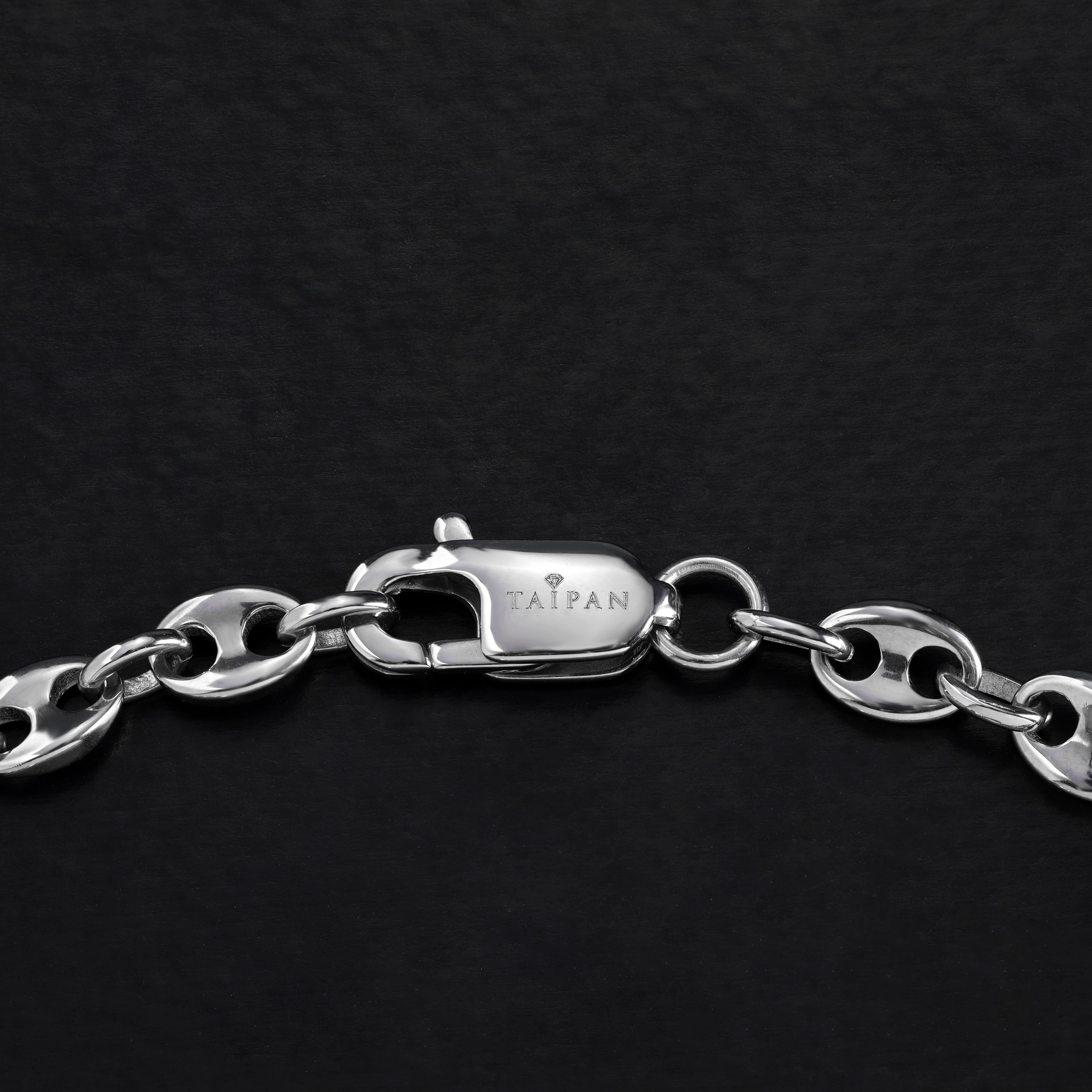 Plattenkette + Bohnenkette Armband 6mm breit aus Edelstahl - Taipan Schmuck
