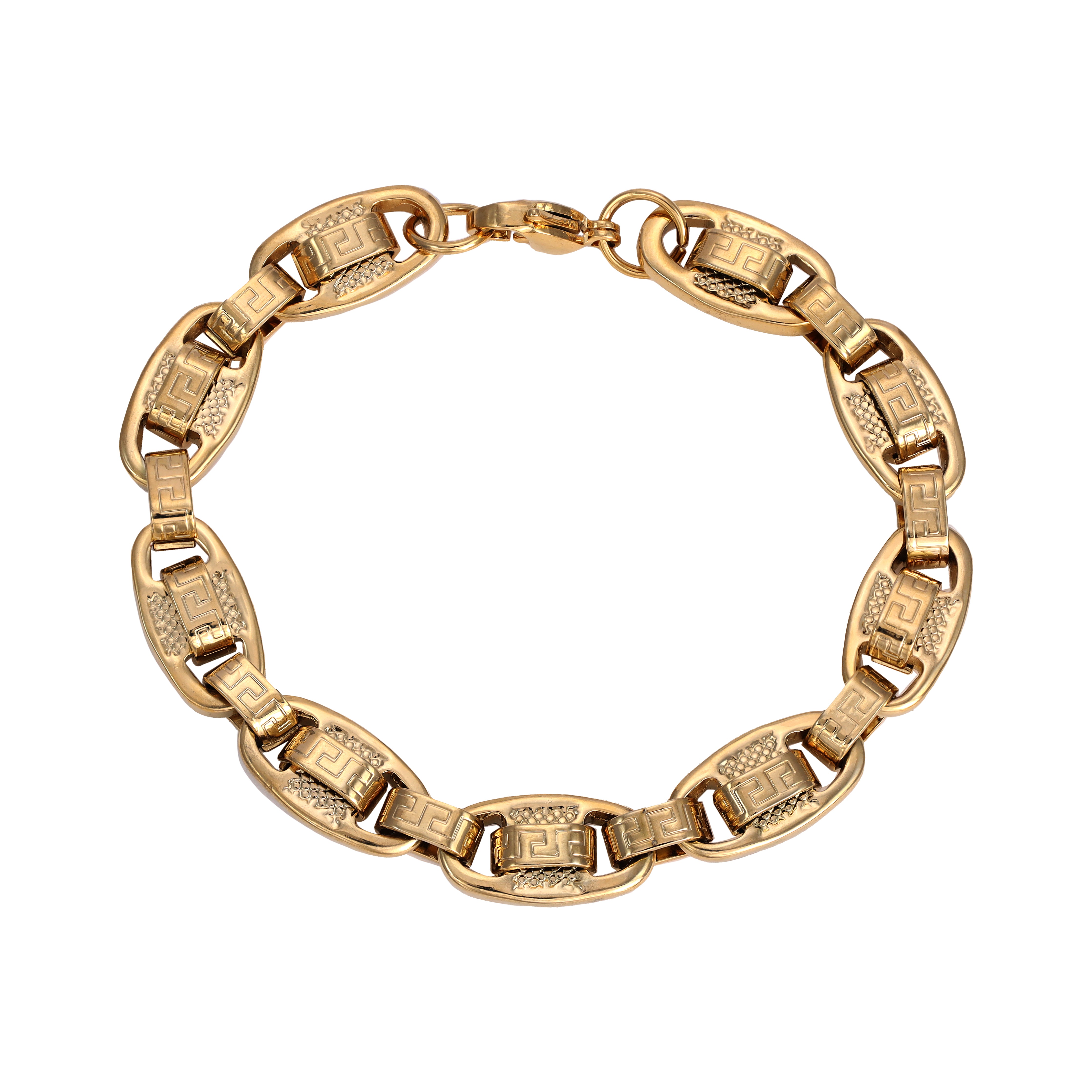 Santorini Armband 11mm breit 21cm aus Edelstahl 18K vergoldet - Taipan Schmuck