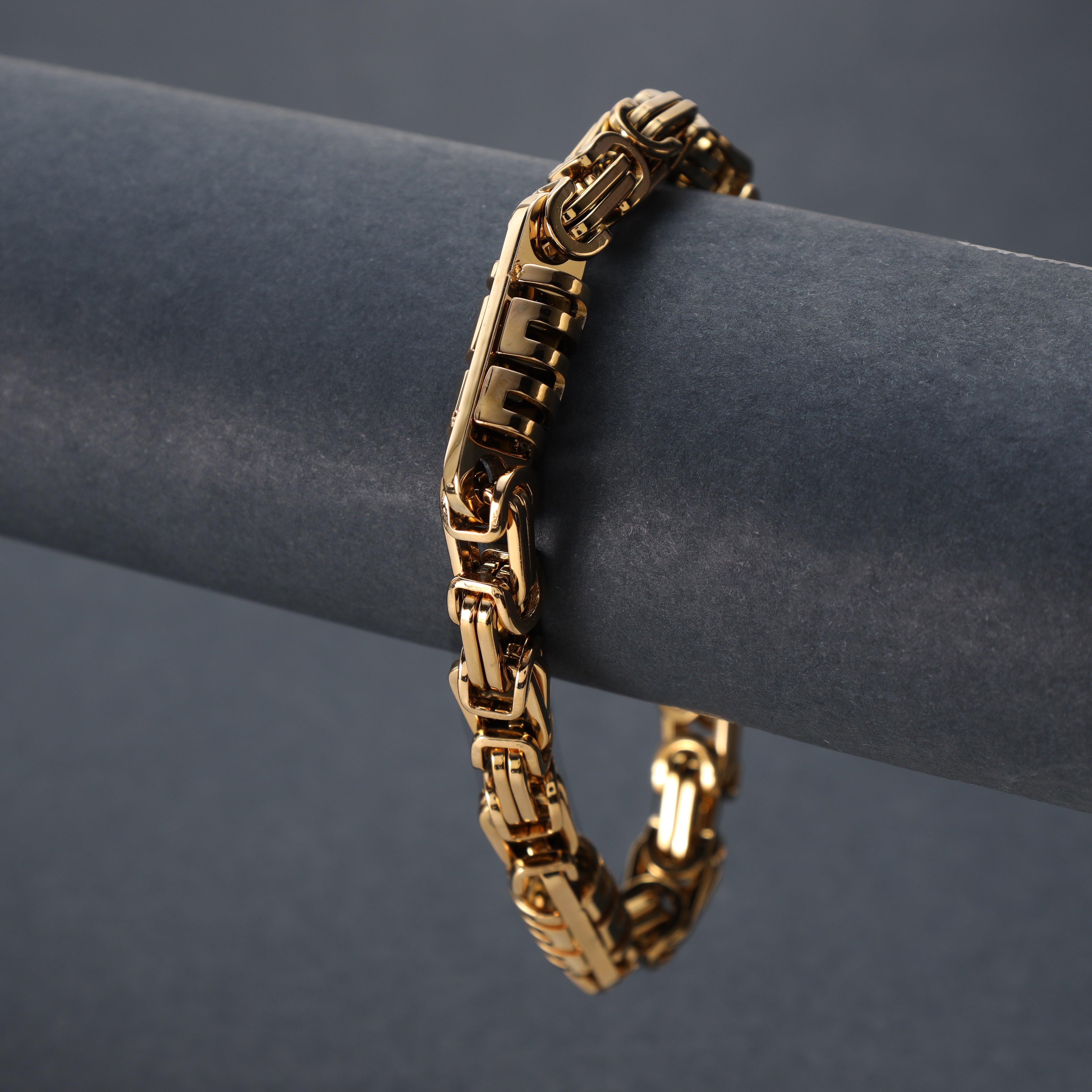 Königskette + Montecarlo Armband 8mm breit 22cm aus Edelstahl 18K vergoldet - Taipan Schmuck
