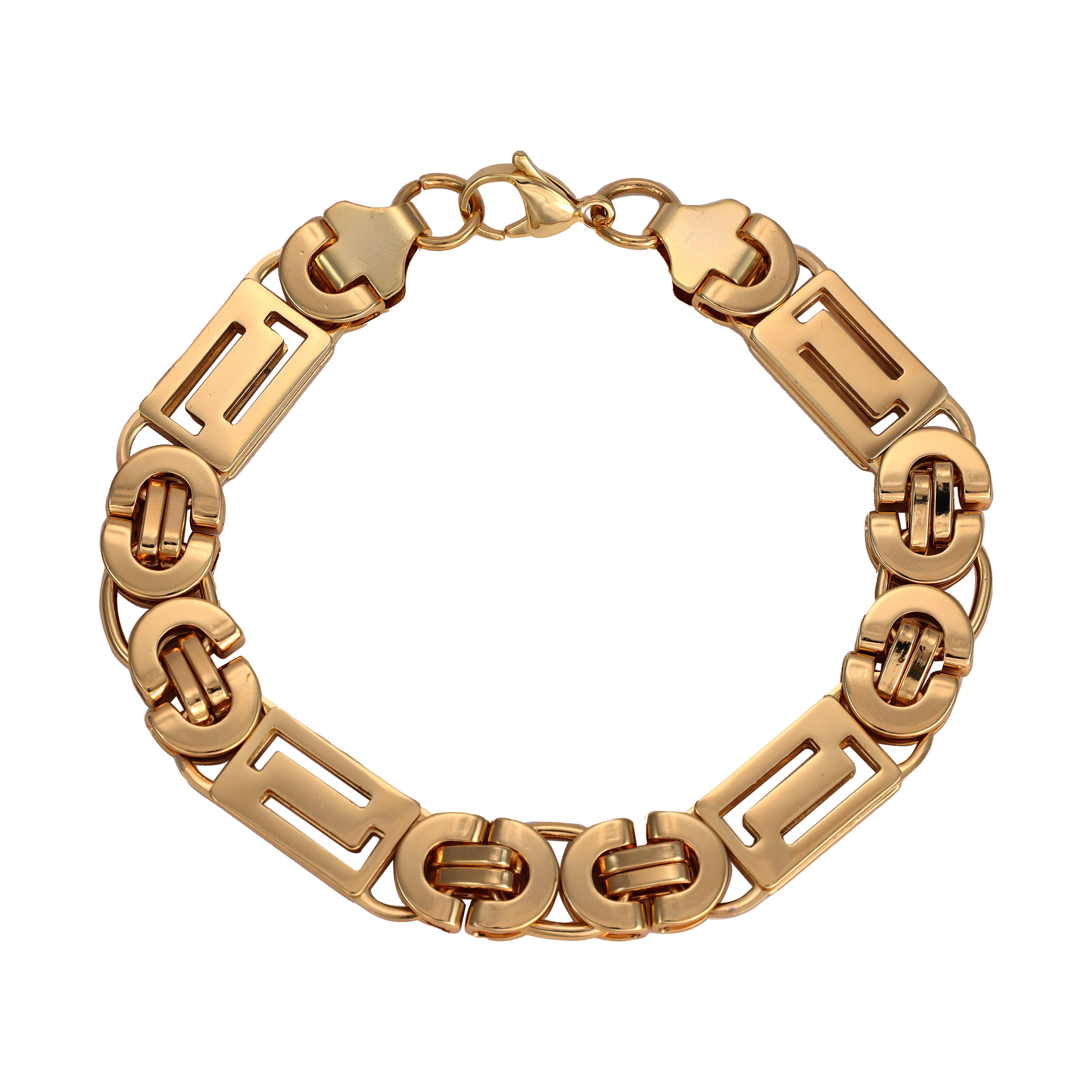 Etruskerkette Armband 11mm breit 22cm aus Edelstahl 18K vergoldet - Taipan Schmuck