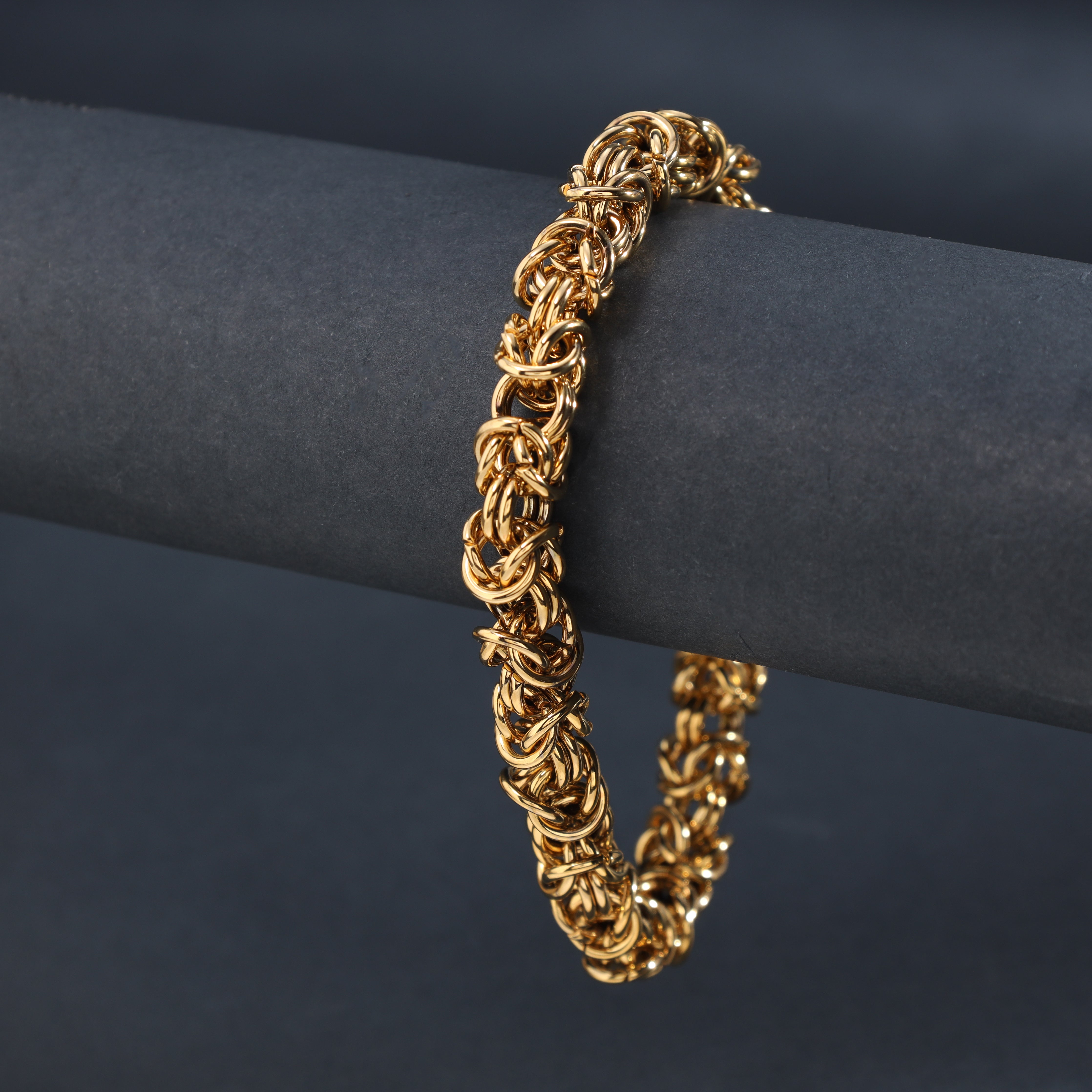 7mm Königskette Armband 22cm aus Edelstahl 18K vergoldet - Taipan Schmuck