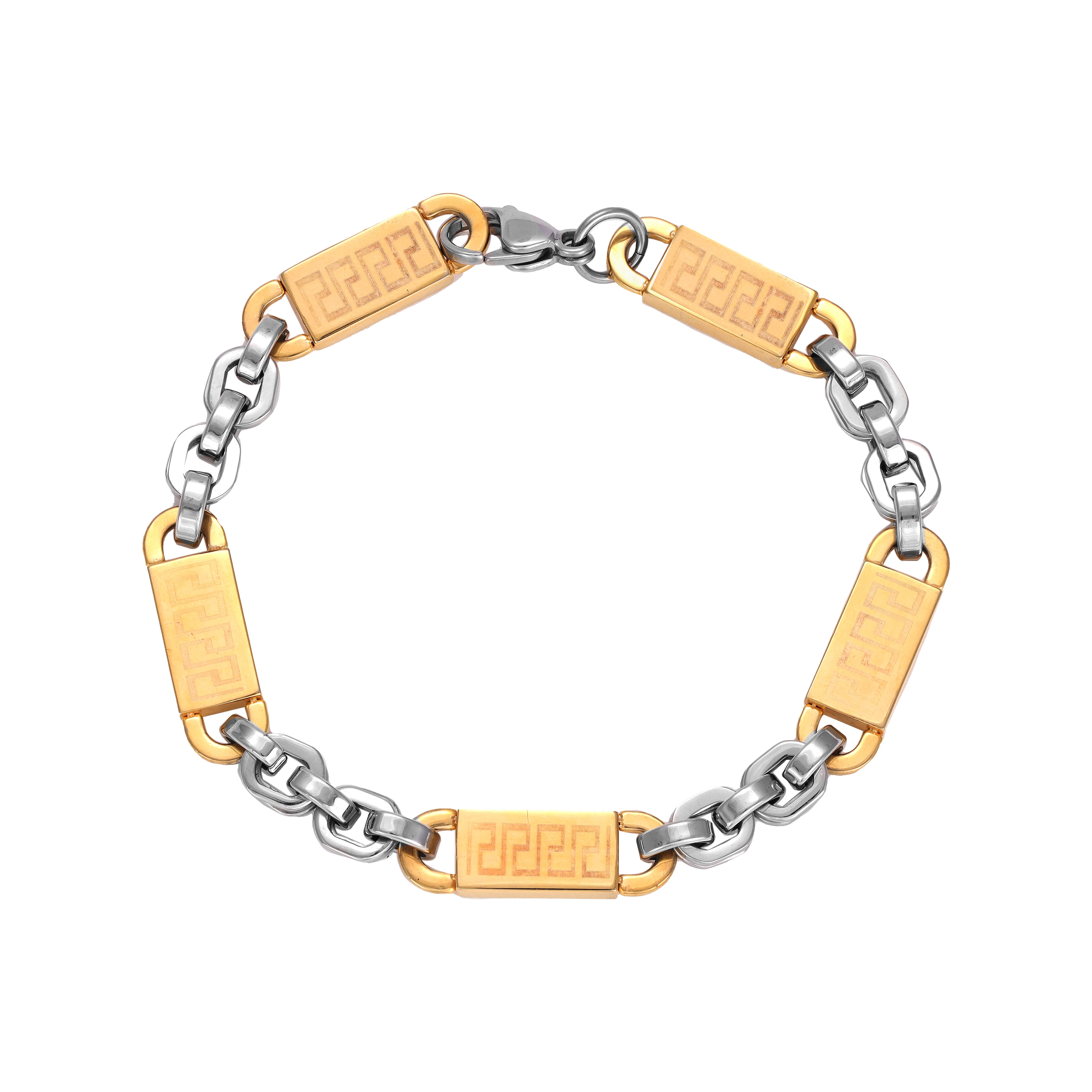 8mm Plattenkette Armband 22cm aus Edelstahl 18K vergoldet - Taipan Schmuck