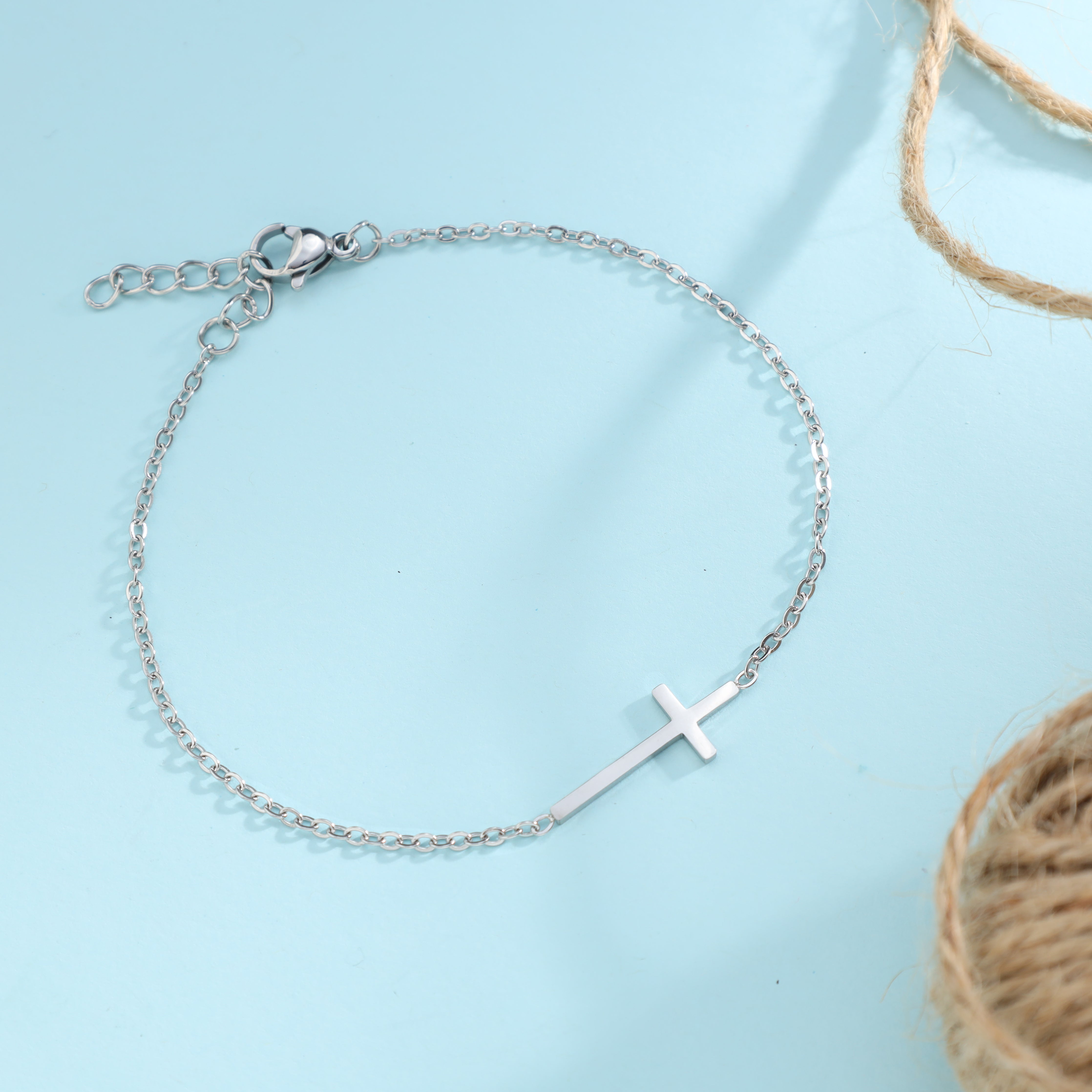 Damen Ankerkette mit Kreuz Armband aus Edelstahl - Taipan Schmuck
