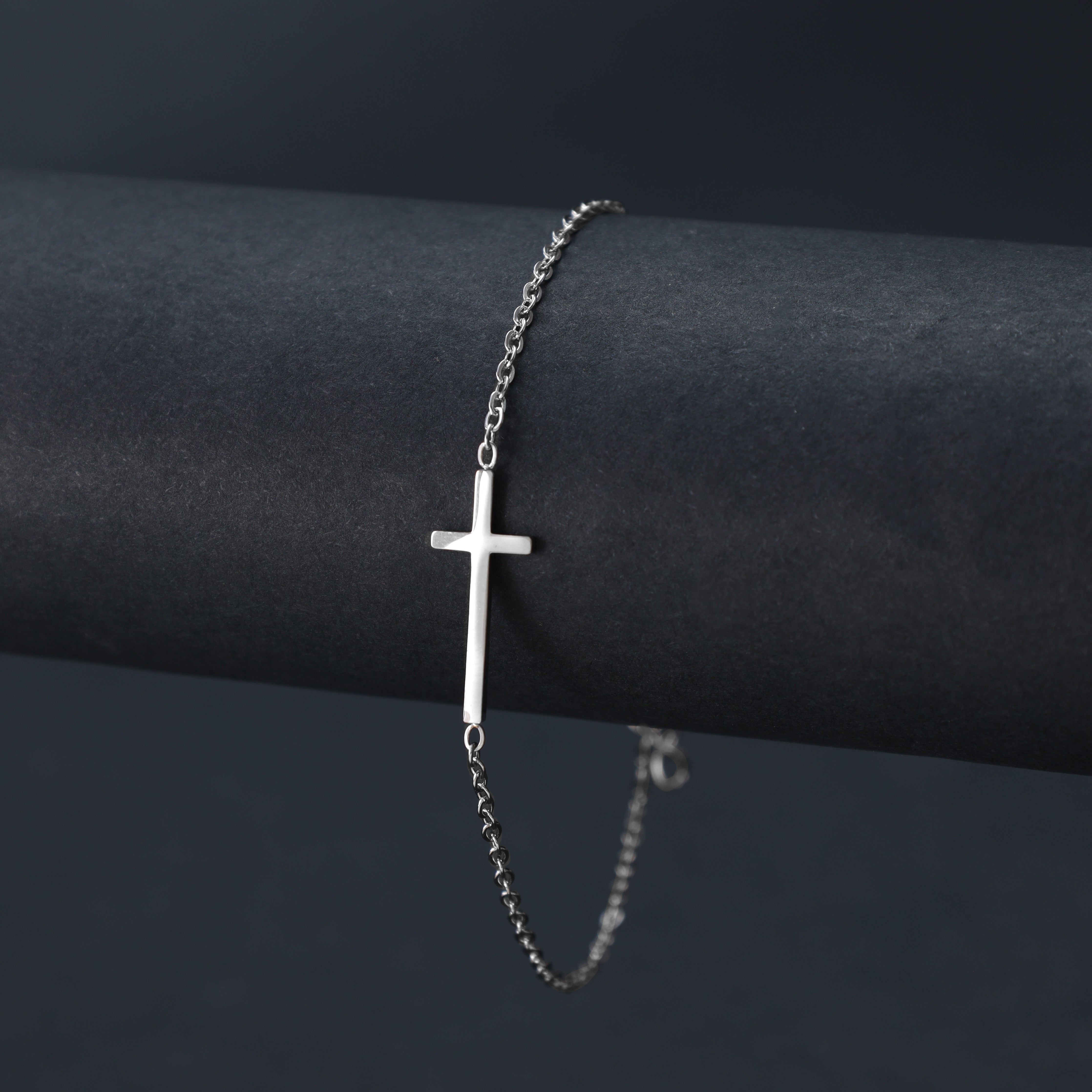 Damen Ankerkette mit Kreuz Armband aus Edelstahl - Taipan Schmuck