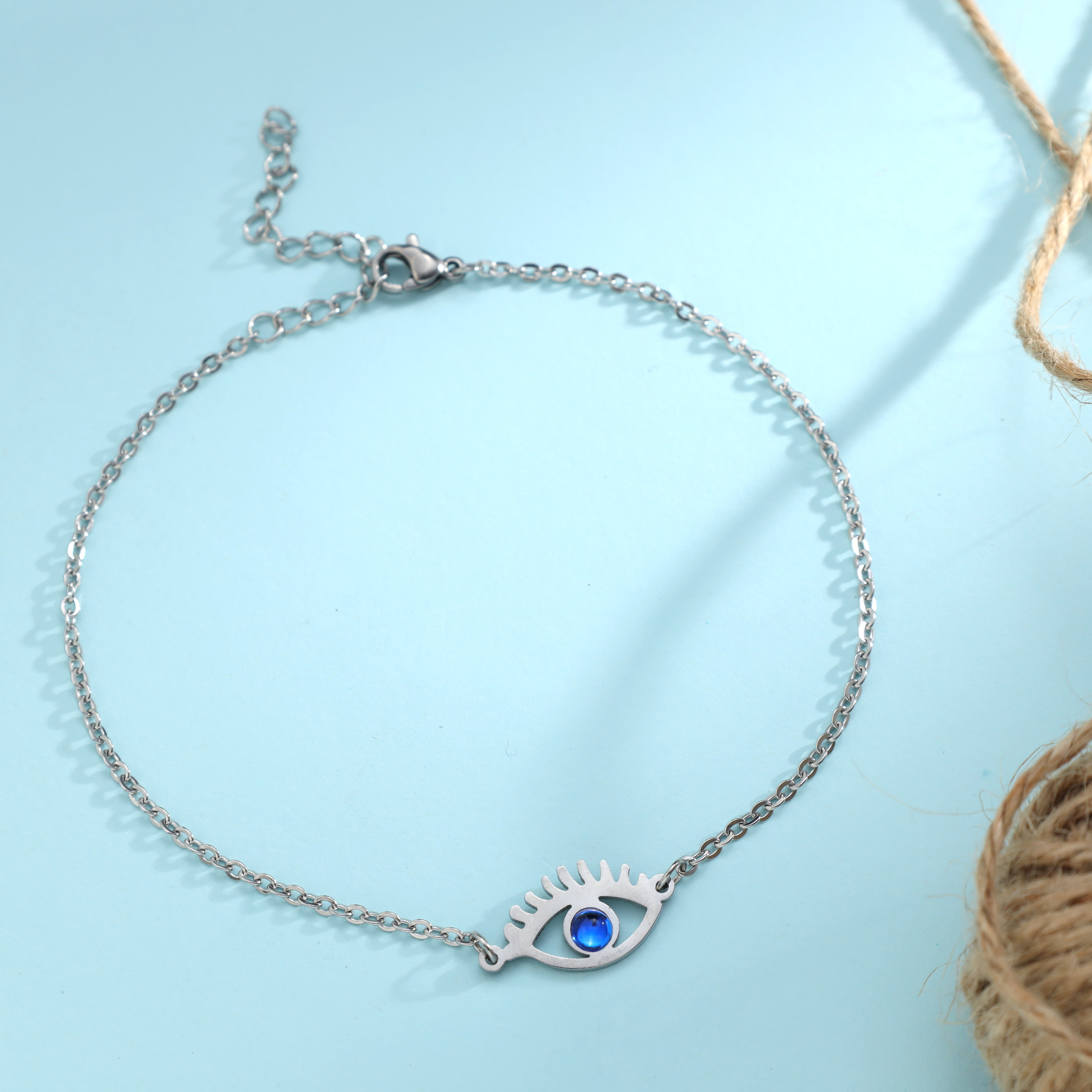 Damen Ankerkette mit Evil Eye Nazar Armband aus Edelstahl - Taipan Schmuck