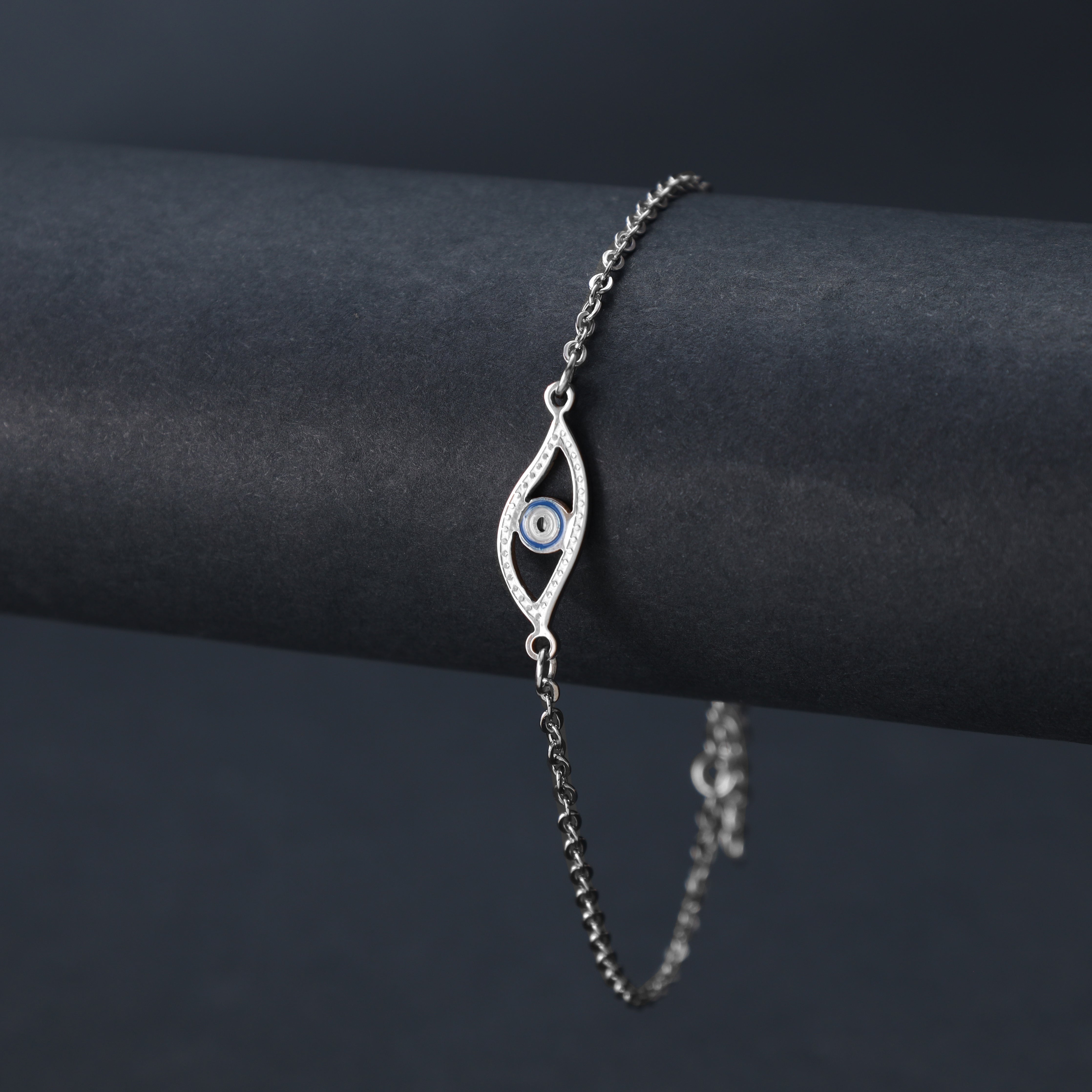 Damen Ankerkette mit Evil Eye Nazar Armband aus Edelstahl - Taipan Schmuck