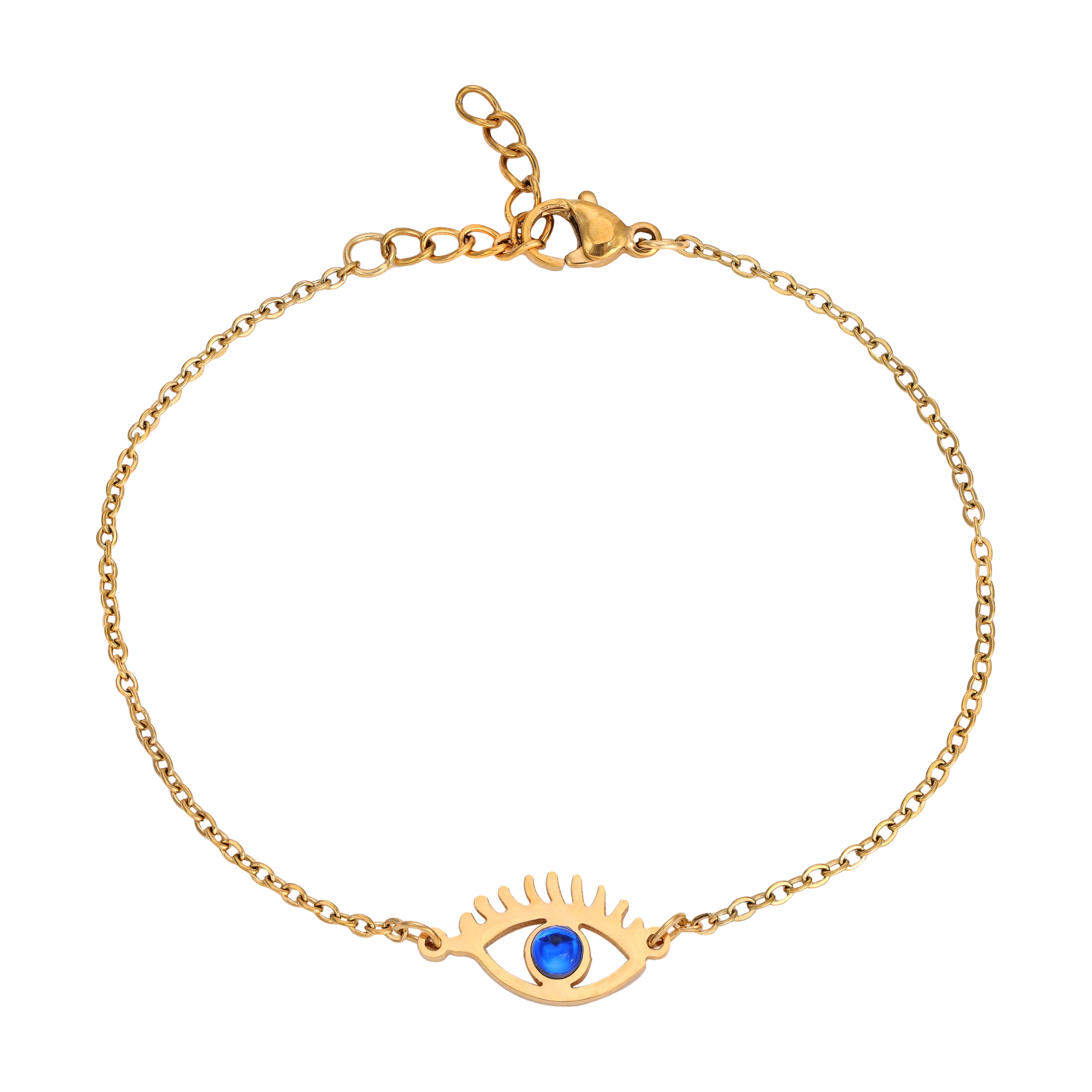 Damen Ankerkette mit Evil Eye Nazar Armband aus Edelstahl 18K vergoldet - Taipan Schmuck