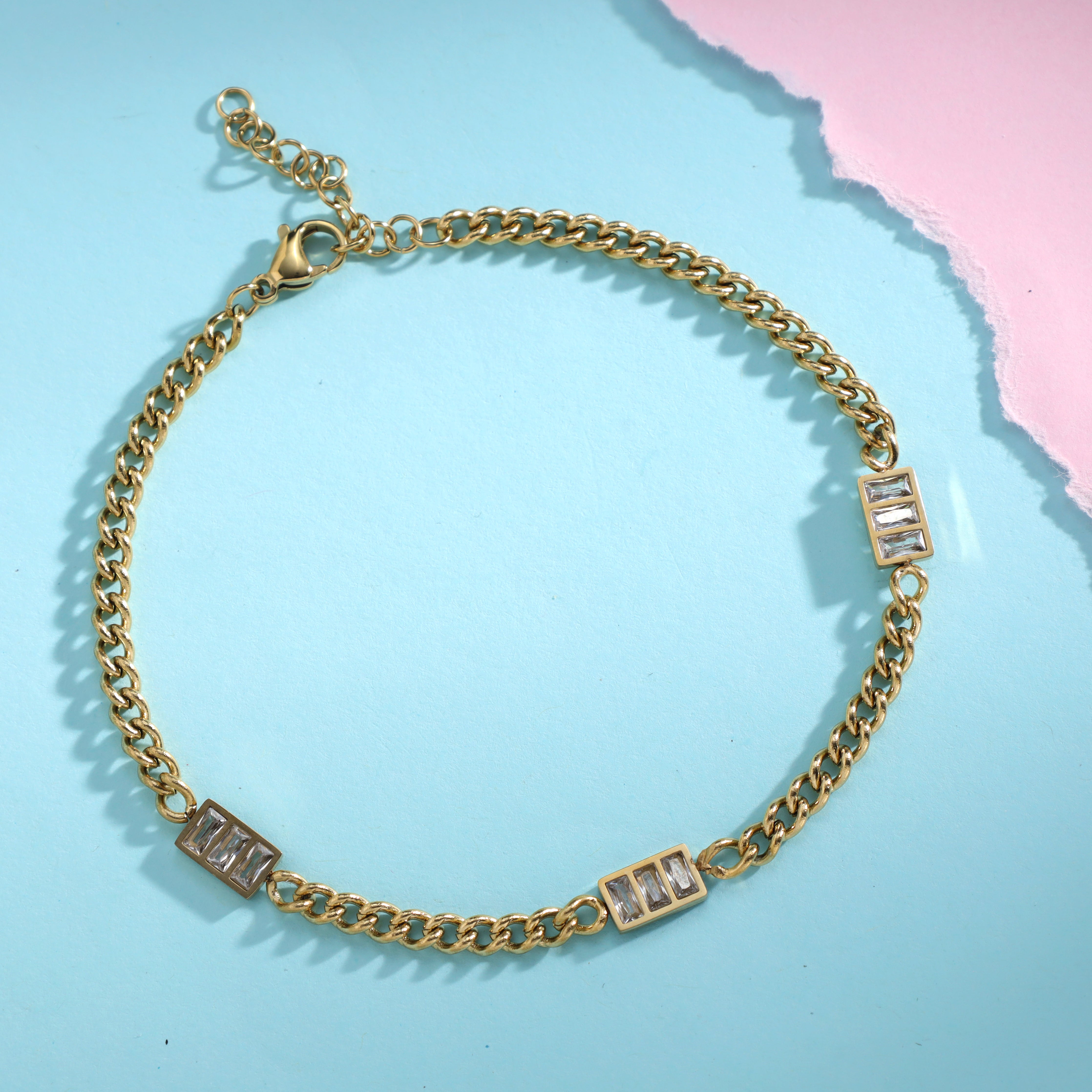 Damen Panzerkette Armband aus Edelstahl 18K Vergoldet - Taipan Schmuck