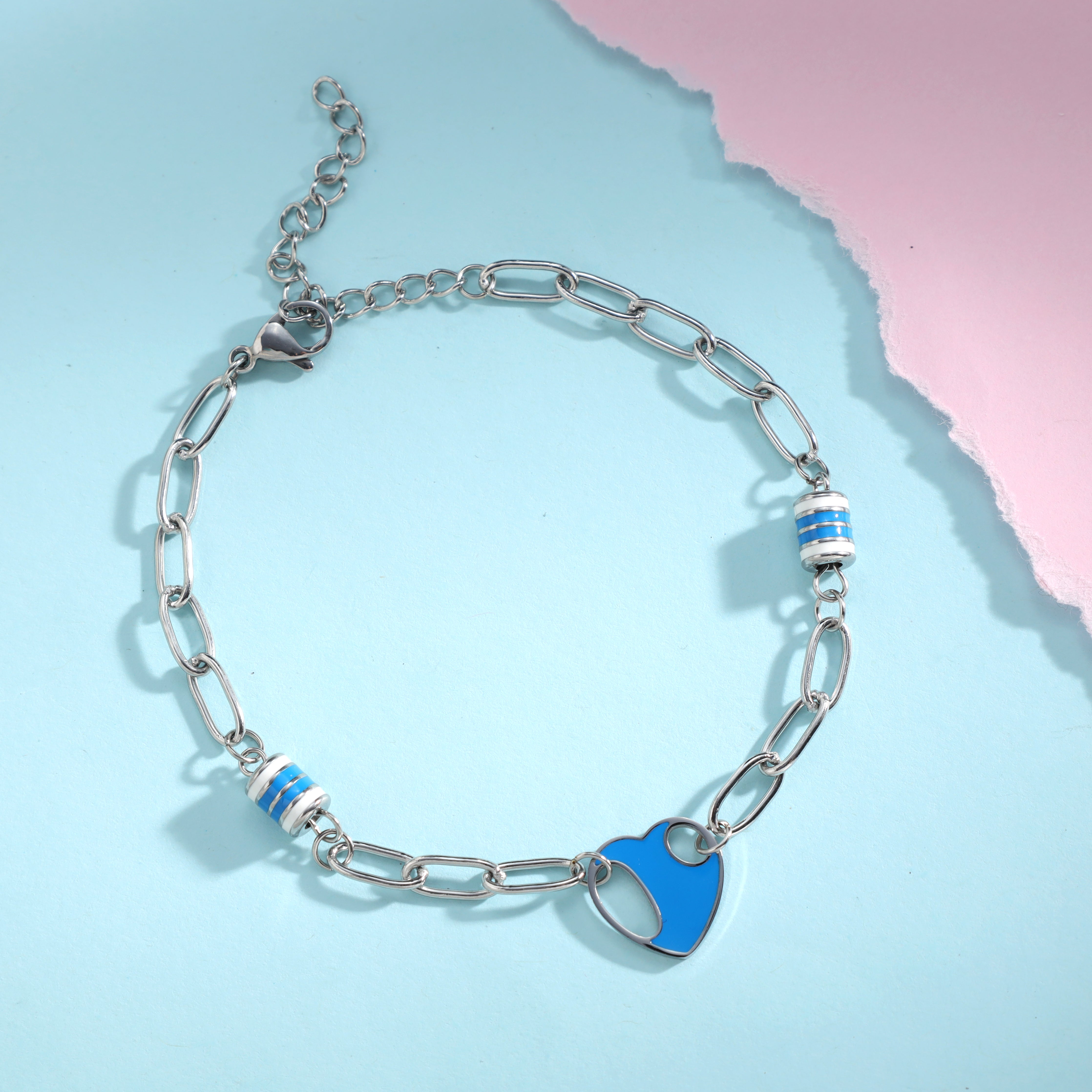Damen Paperclip Armband mit Herz  Motiv aus Edelstahl - Taipan Schmuck