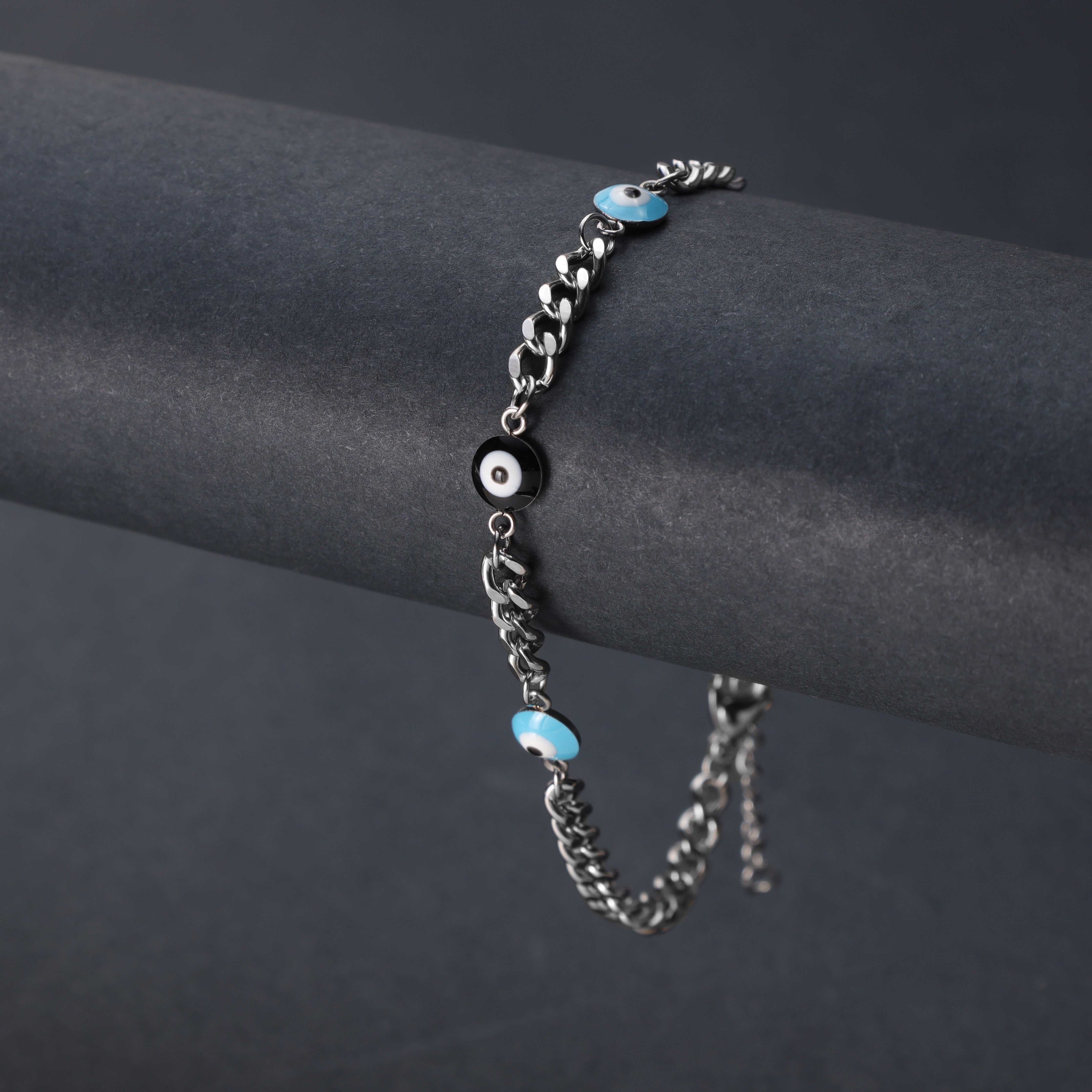 Damen Panzerkette Armband mit Evil Eye aus Edelstahl - Taipan Schmuck