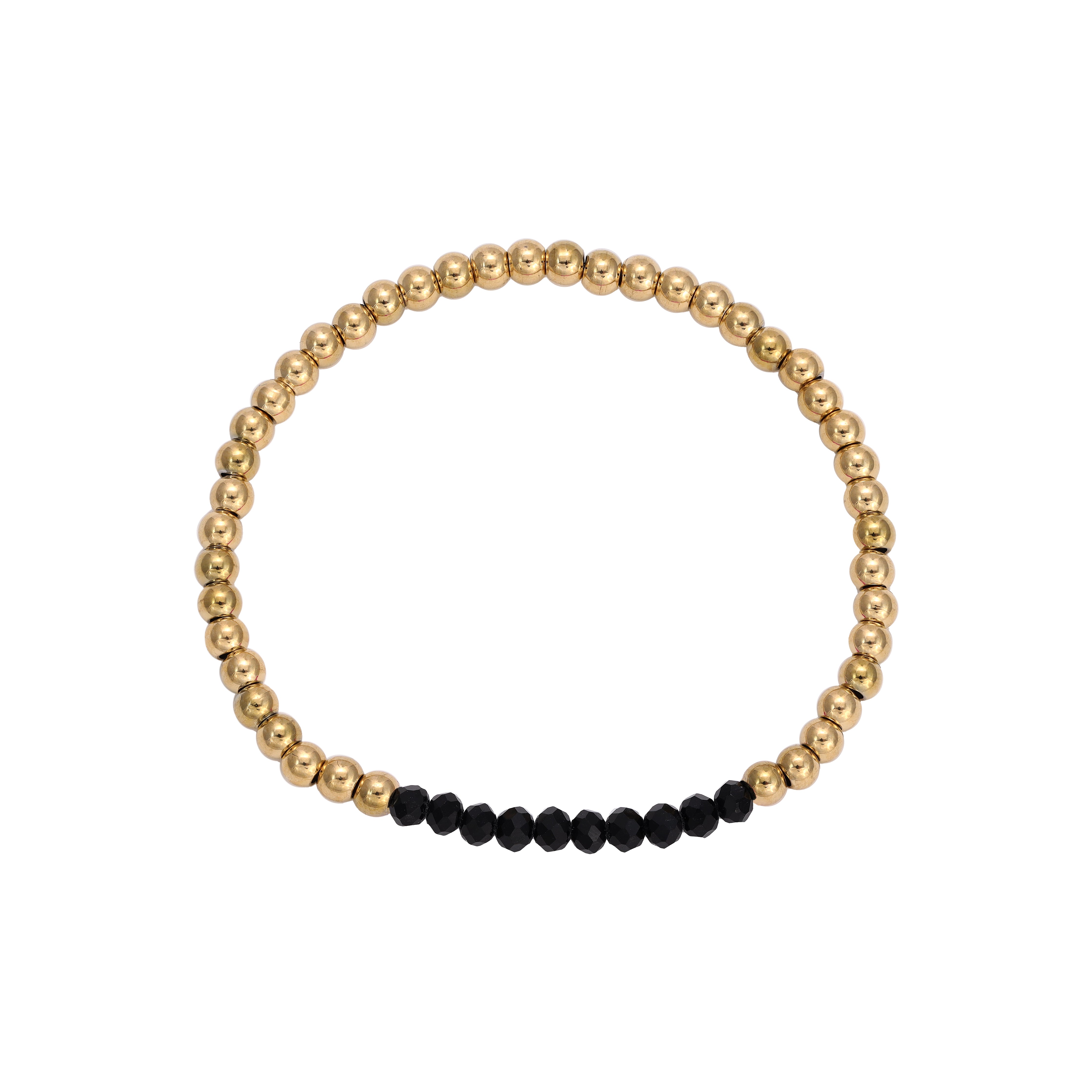 Damen Schwarz & Gold Beads Armband aus Edelstahl