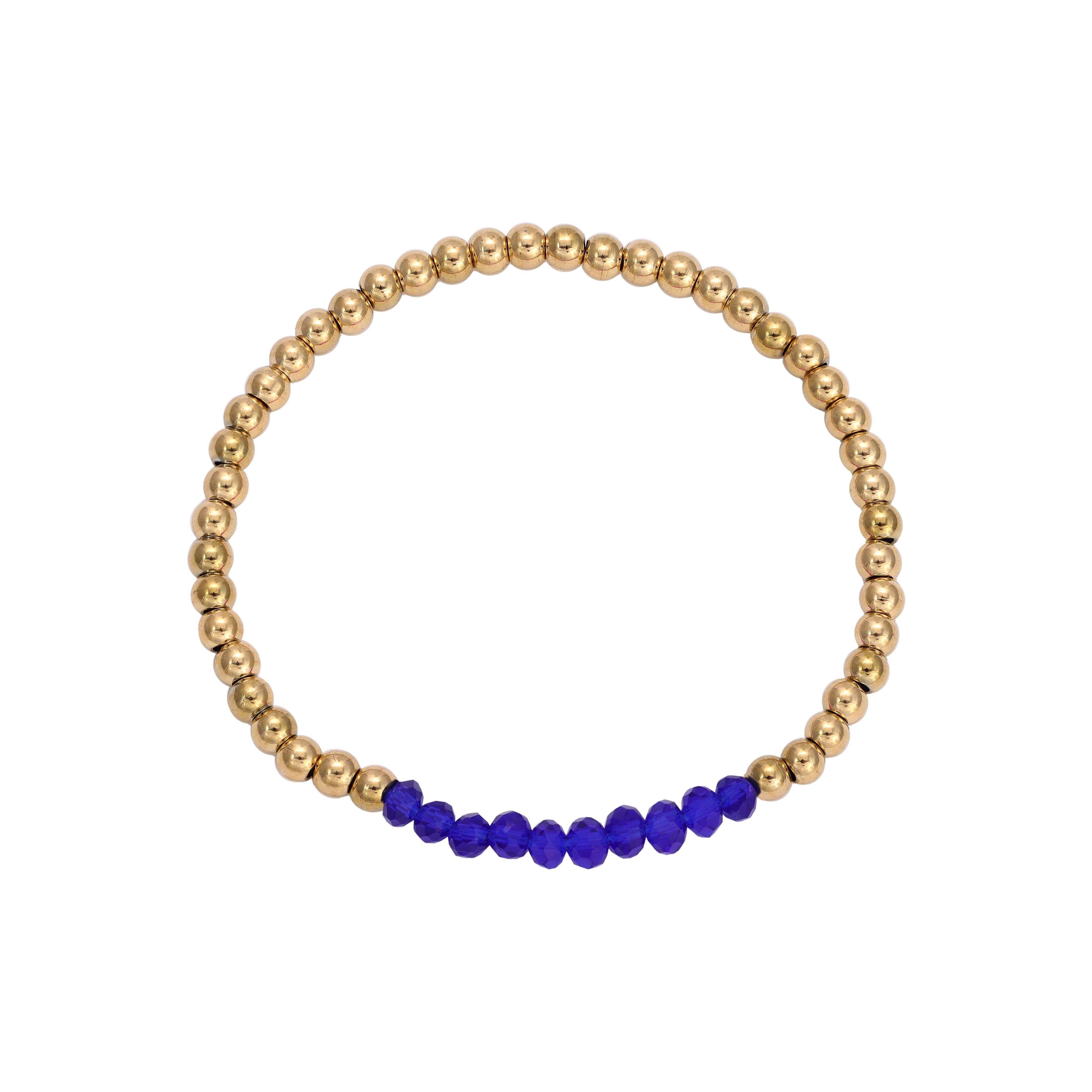 Damen Armband Gold & Blaue Beads aus Edelstahl - Taipan Schmuck