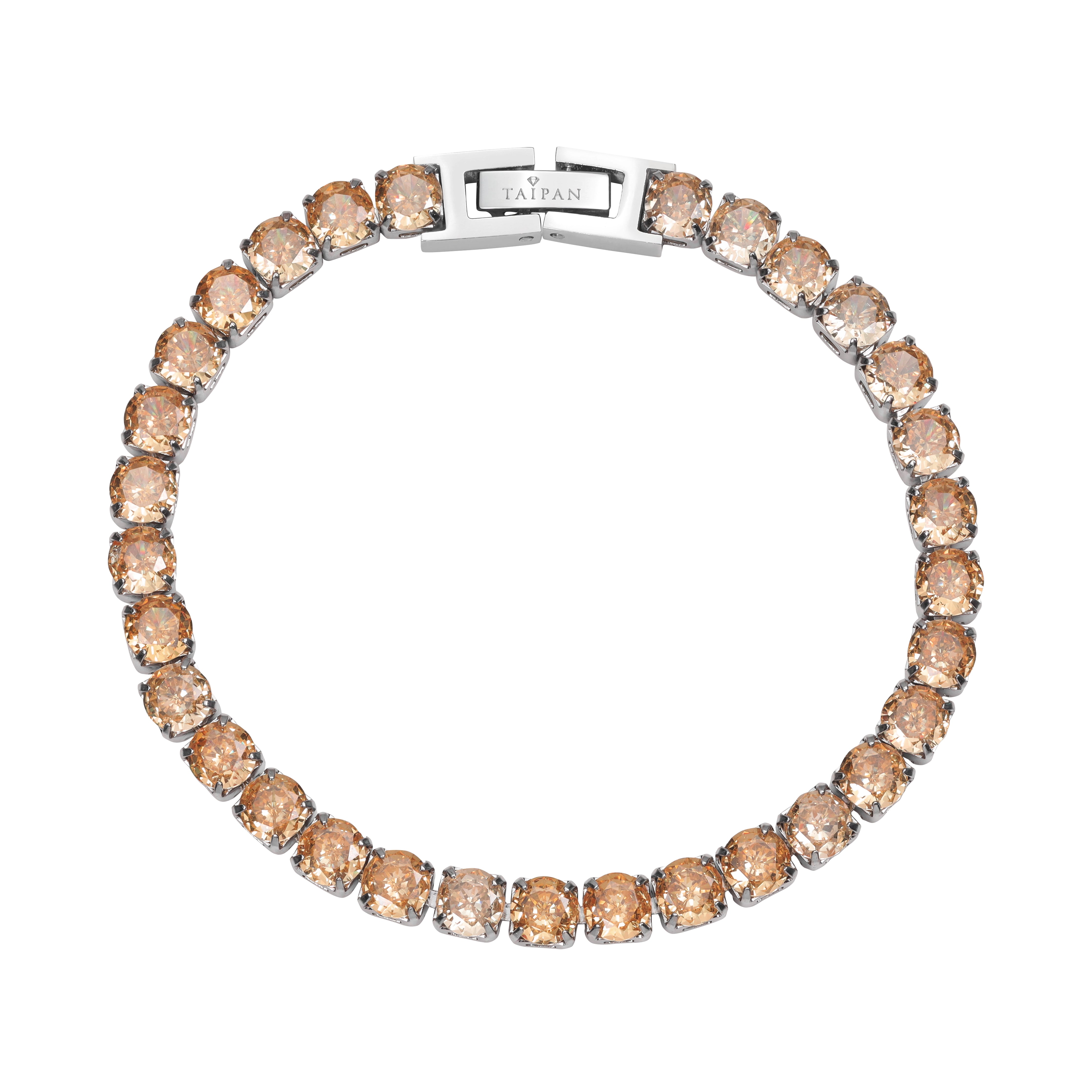 5mm Tennis Chain Armband Champagner / Hellbraun aus Edelstahl VVS - Taipan Schmuck