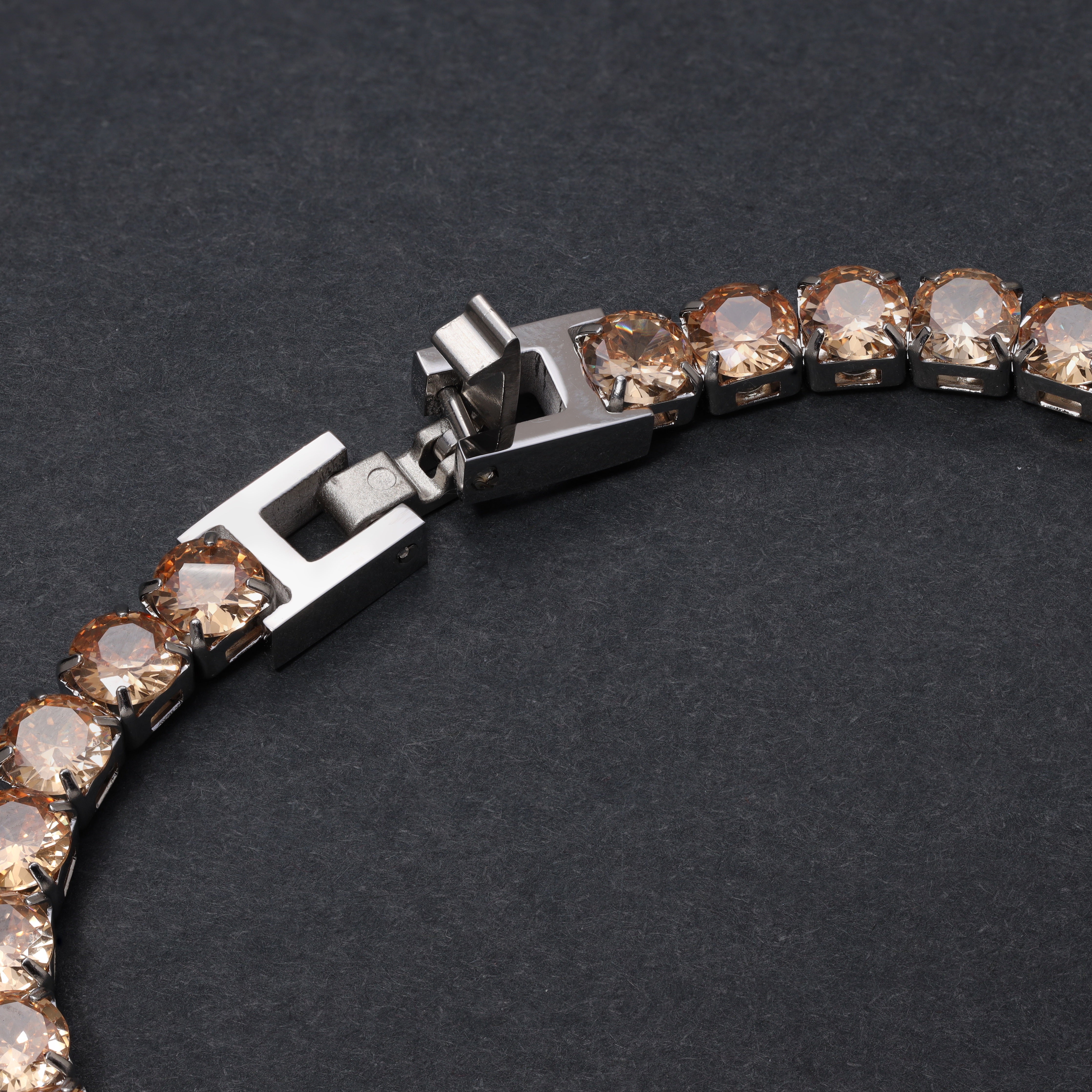 5mm Tennis Chain Armband Champagner / Hellbraun aus Edelstahl VVS - Taipan Schmuck