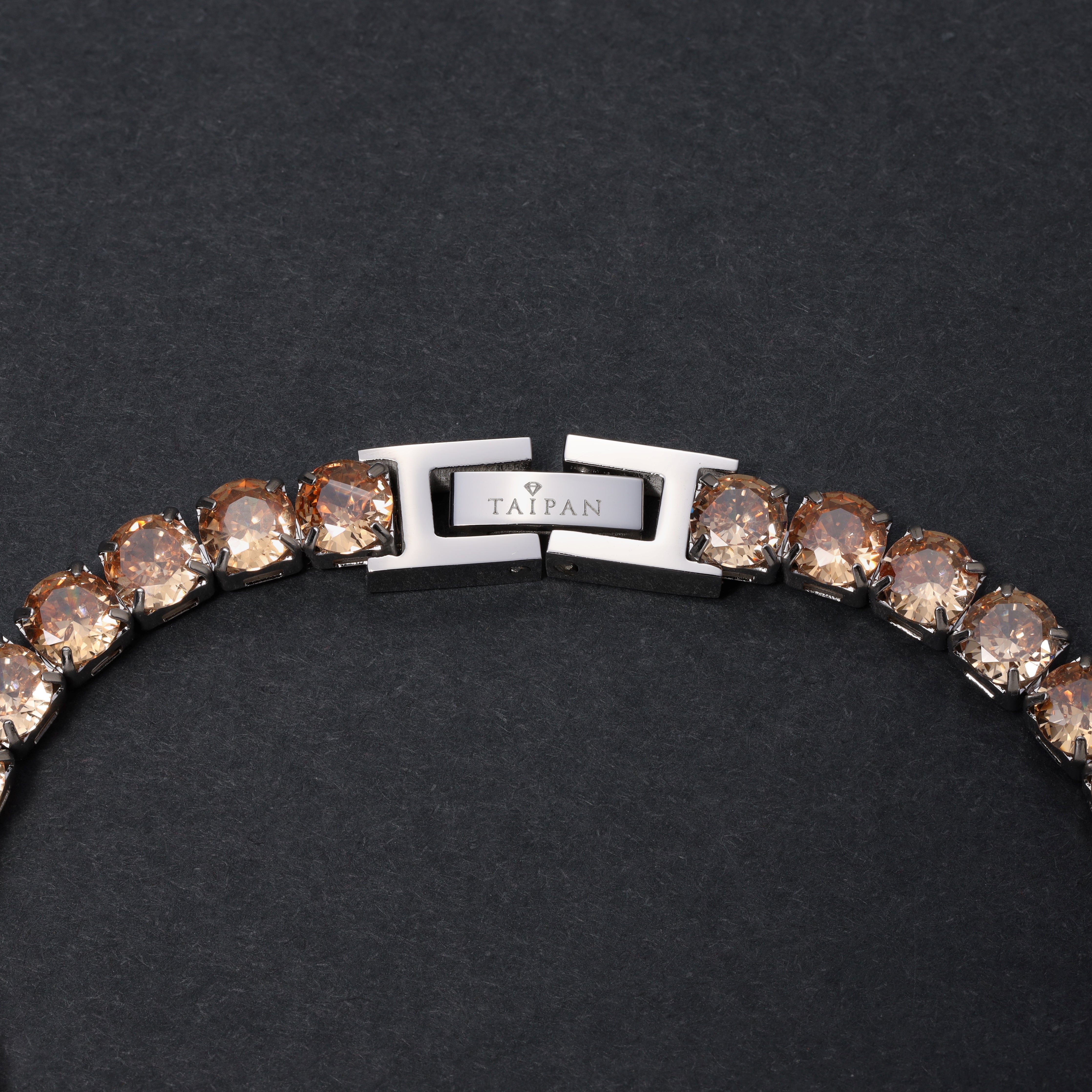 5mm Tennis Chain Armband Champagner / Hellbraun aus Edelstahl VVS - Taipan Schmuck
