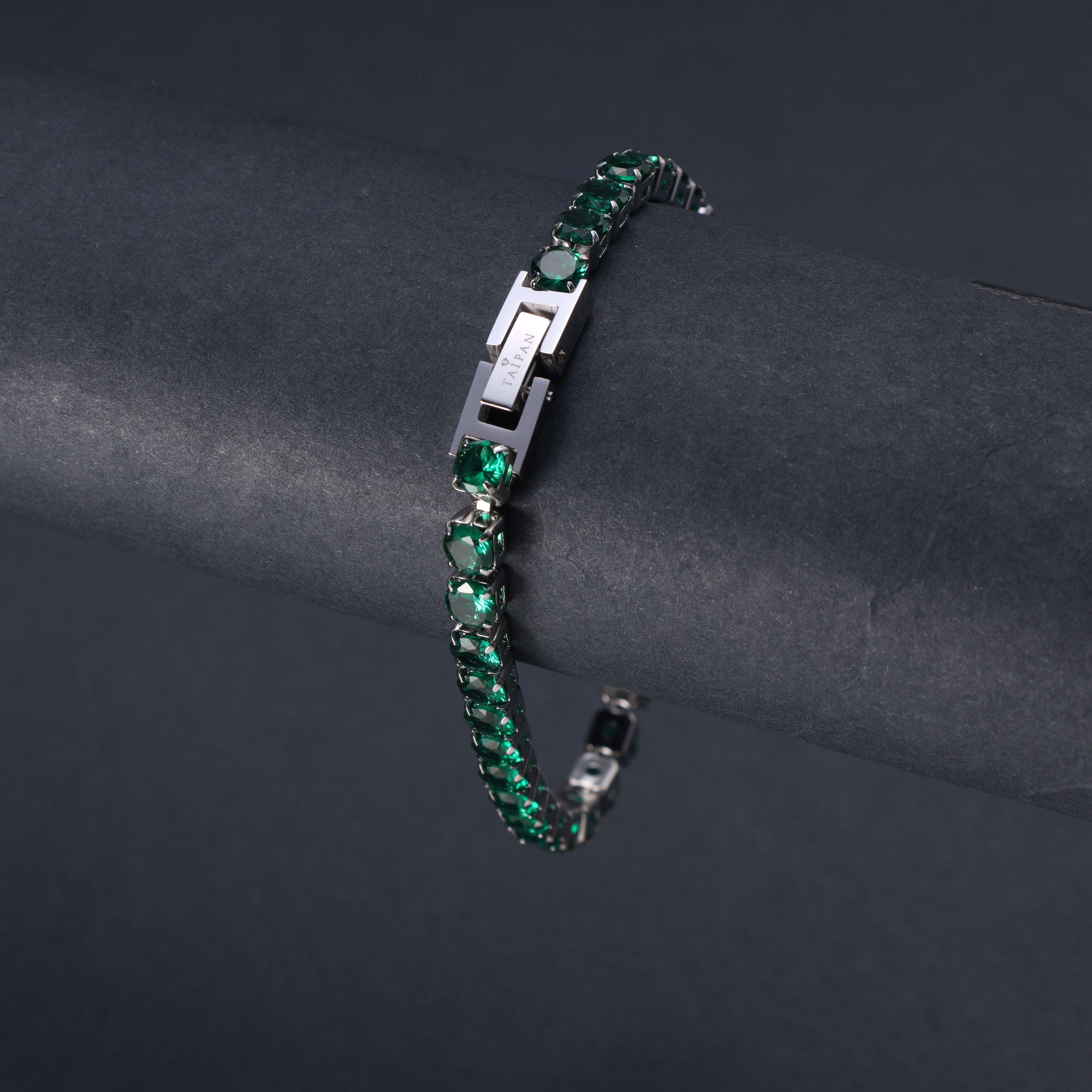 5mm Tennis Chain Armband Grün aus Edelstahl VVS - Taipan Schmuck