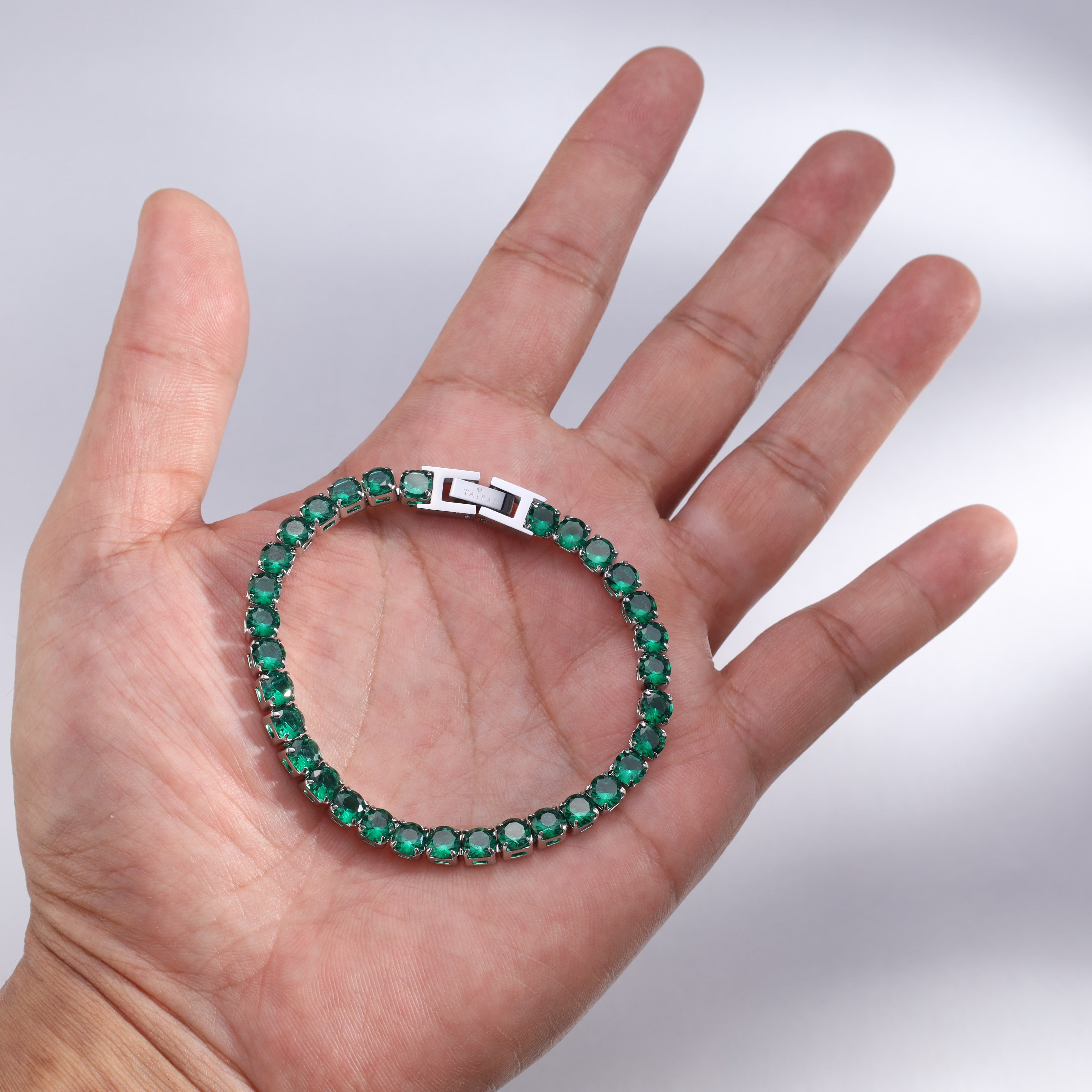 5mm Tennis Chain Armband Grün aus Edelstahl VVS - Taipan Schmuck