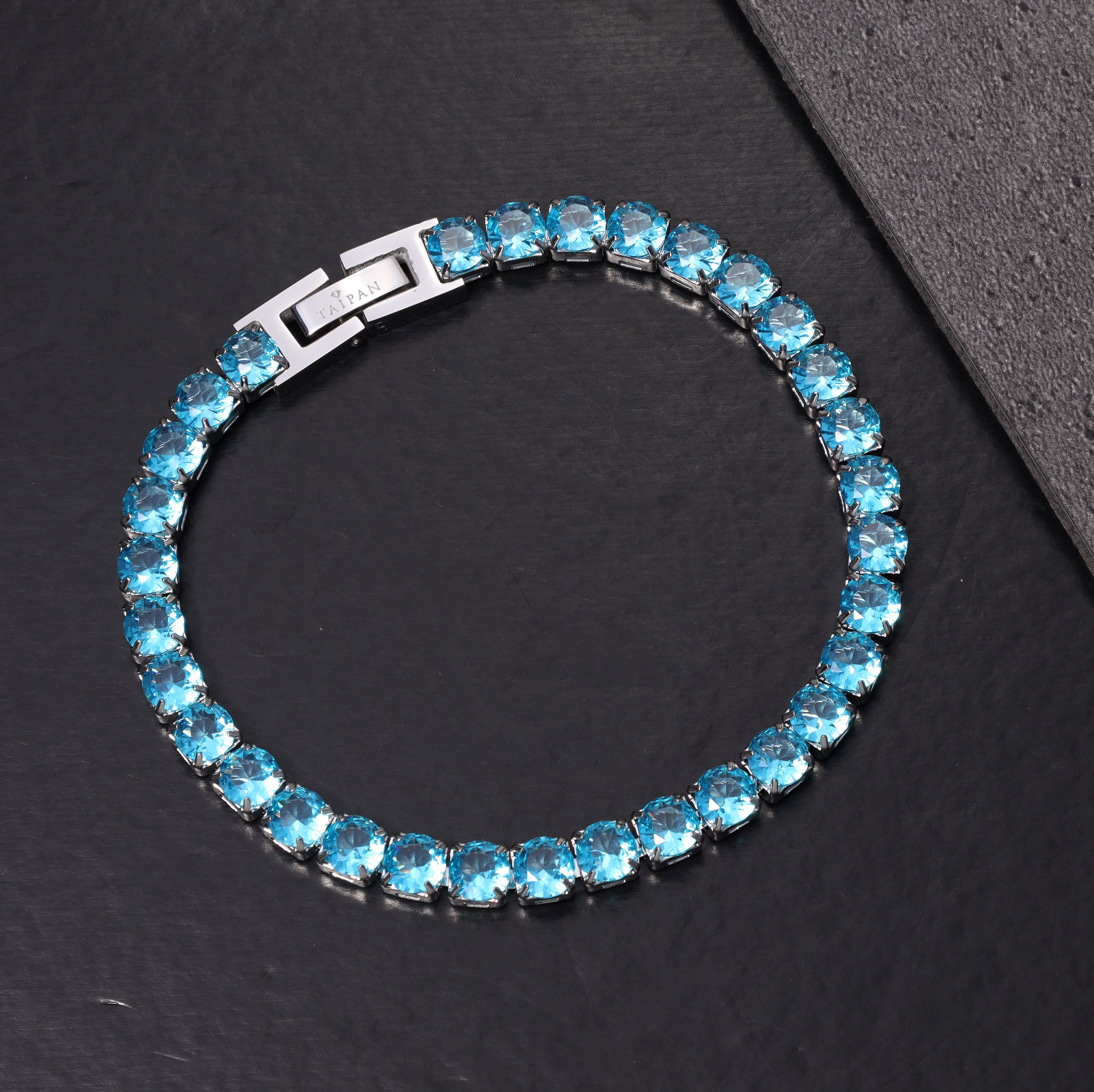 5mm Tennis Chain Armband Antarktisblau aus Edelstahl VVS - Taipan Schmuck