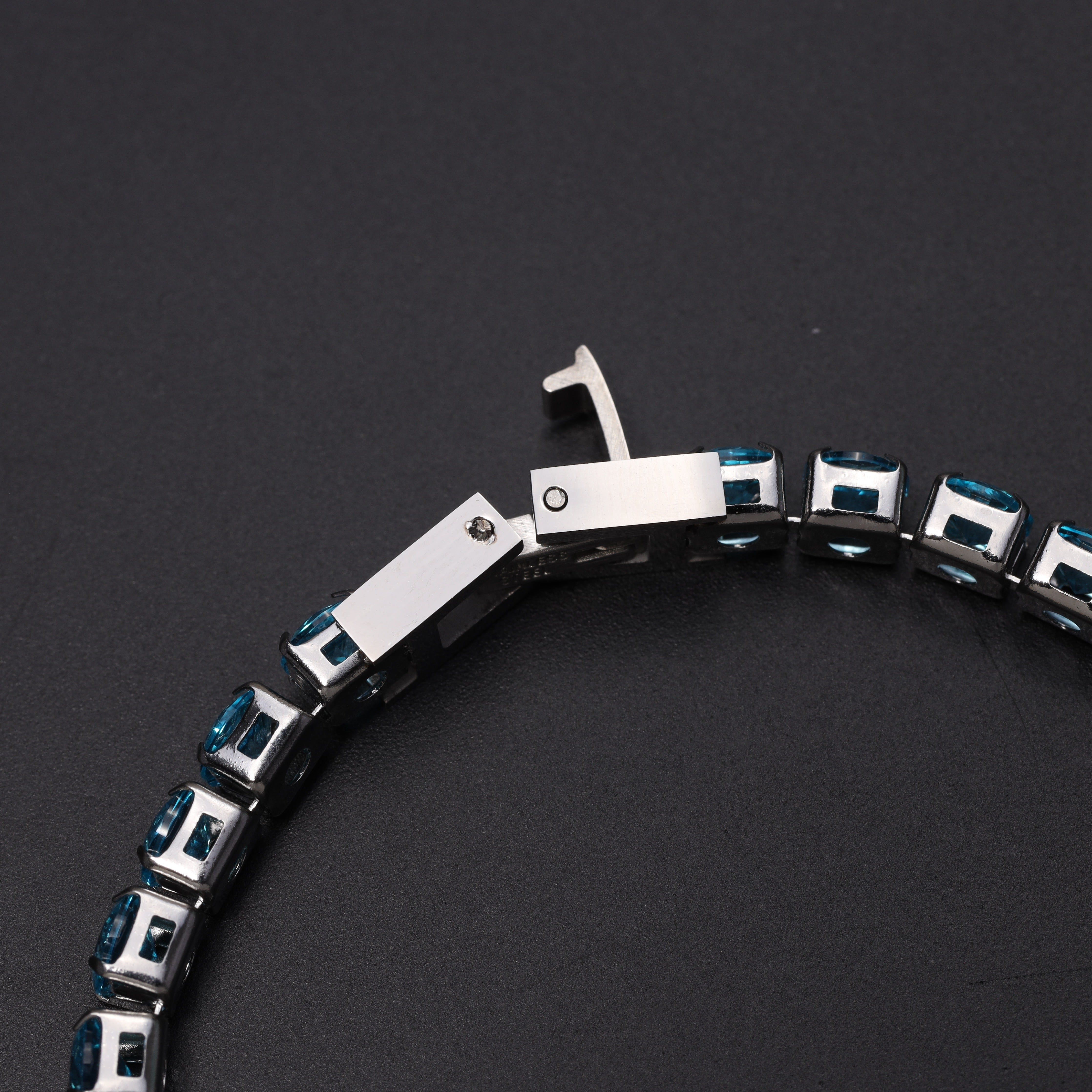 5mm Tennis Chain Armband Antarktisblau aus Edelstahl VVS - Taipan Schmuck