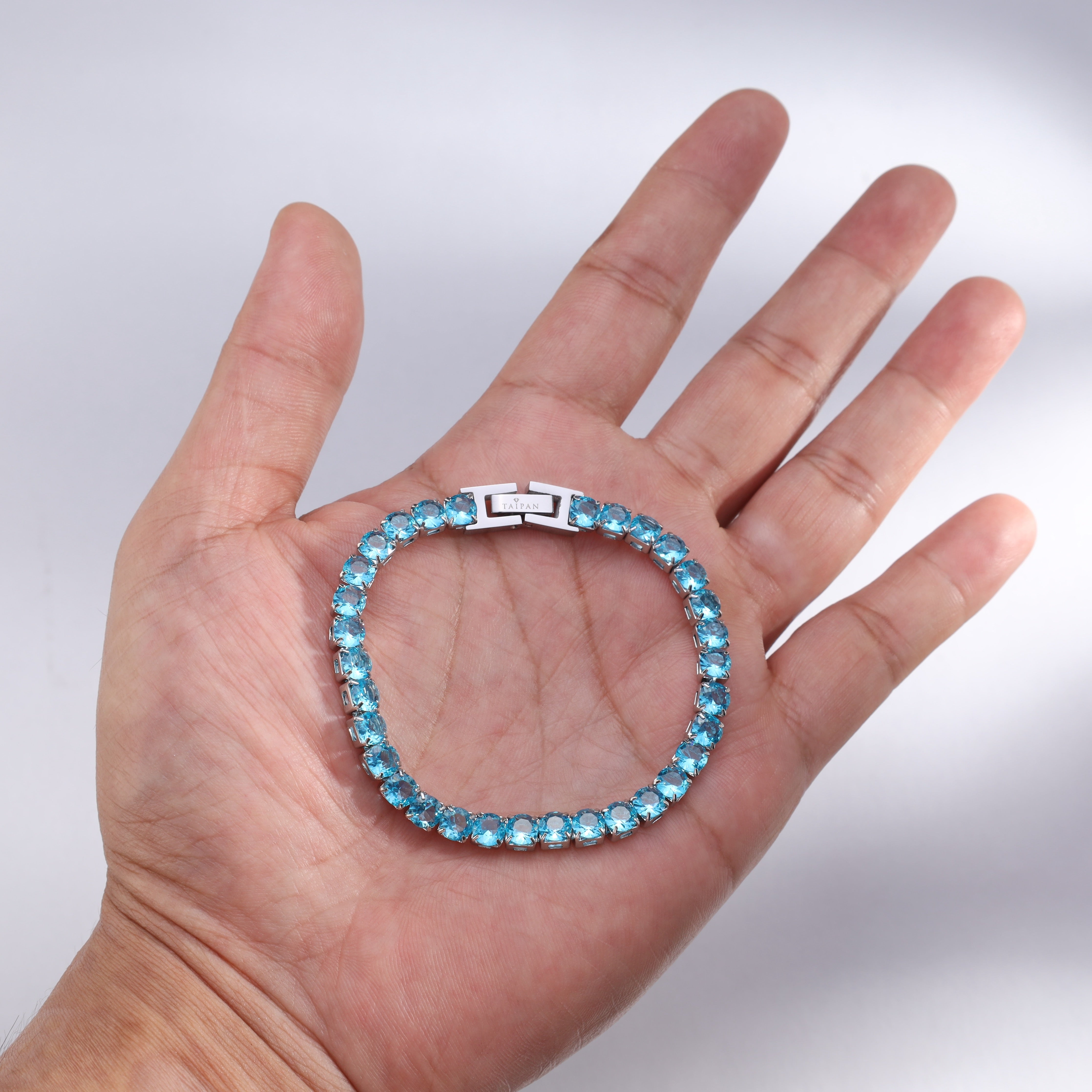 5mm Tennis Chain Armband Antarktisblau aus Edelstahl VVS - Taipan Schmuck