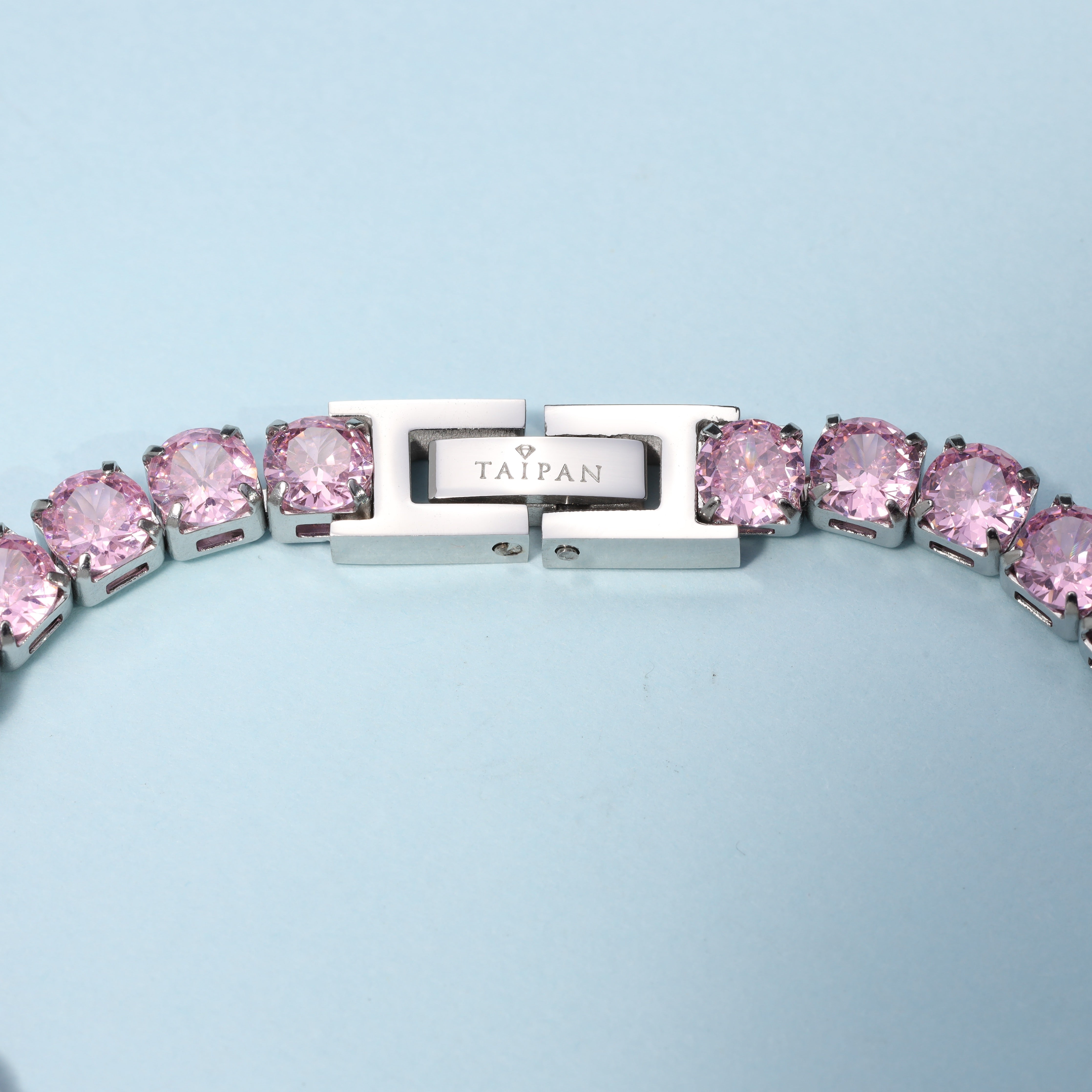 Damen Tennis Chain Armband Pink 5mm breit aus Edelstahl VVS - Taipan Schmuck