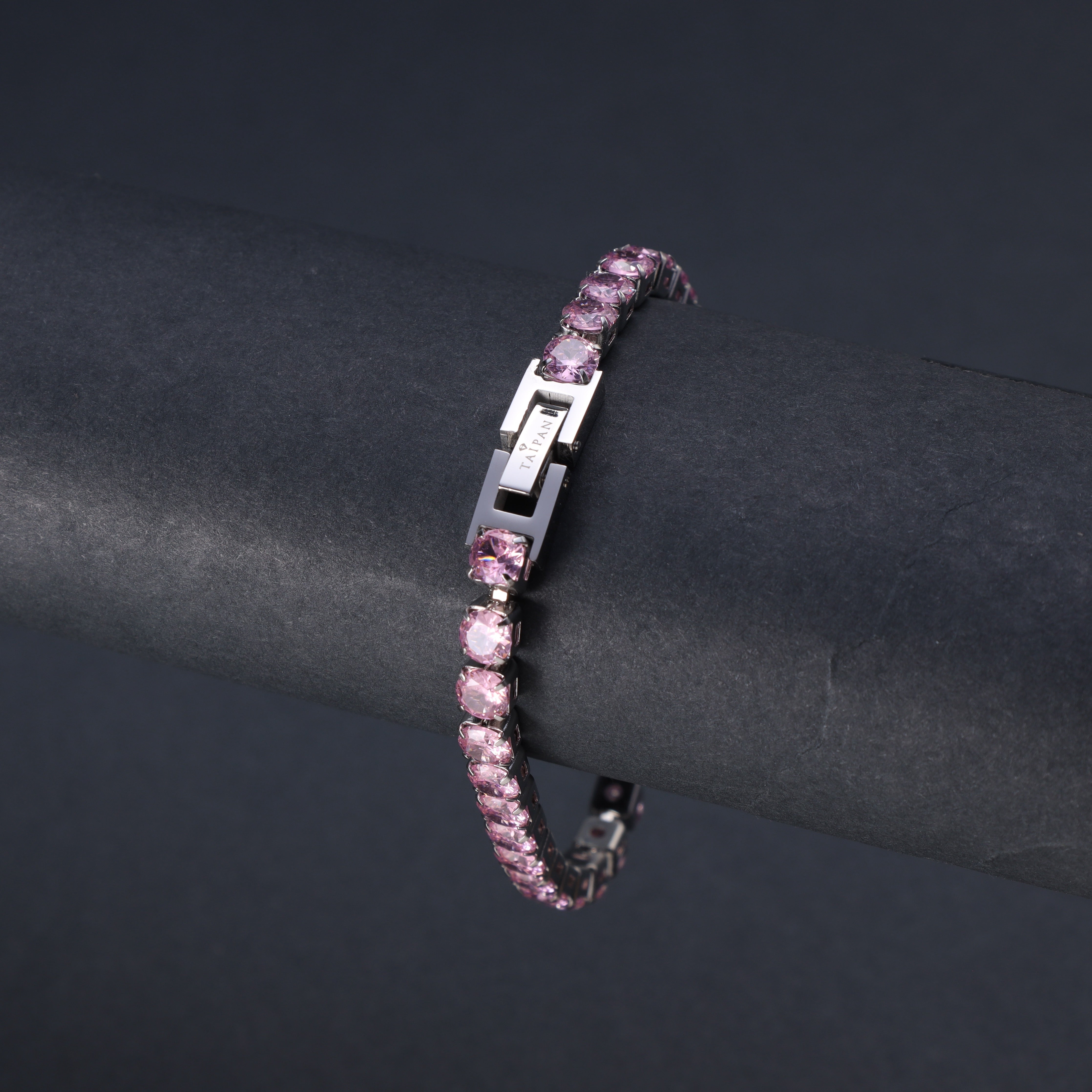 Damen Tennis Chain Armband Pink 5mm breit aus Edelstahl VVS - Taipan Schmuck