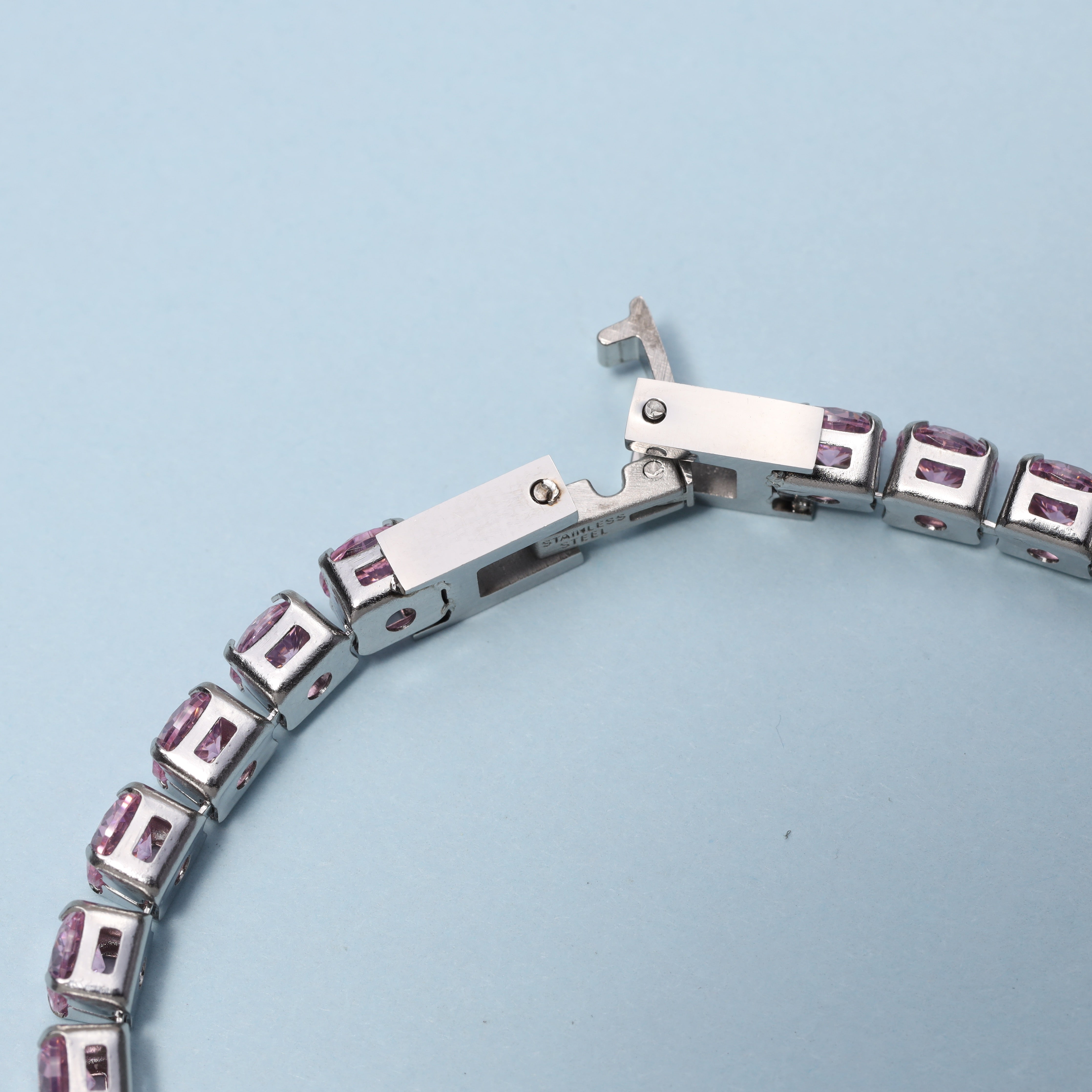 Damen Tennis Chain Armband Pink 5mm breit aus Edelstahl VVS - Taipan Schmuck