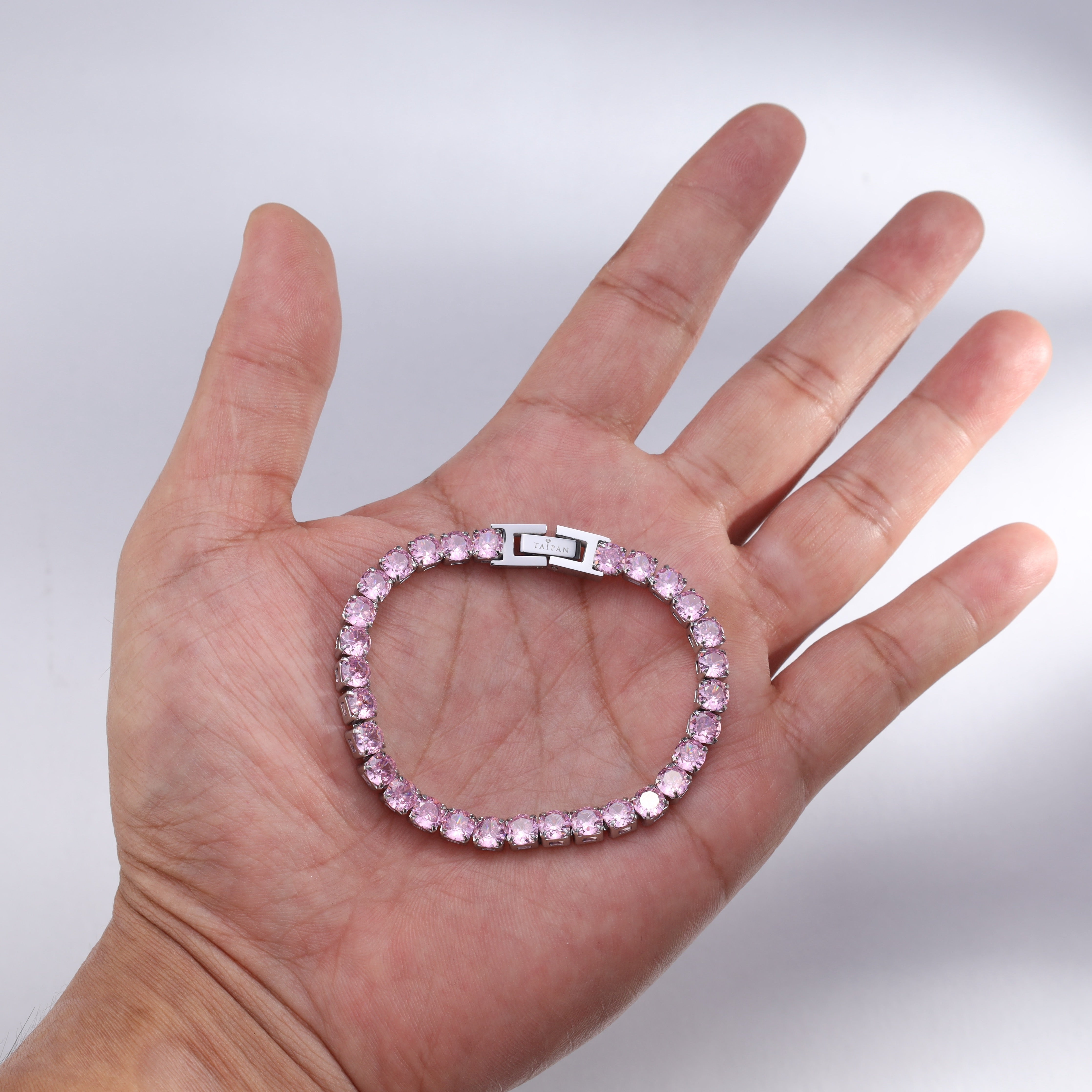 Damen Tennis Chain Armband Pink 5mm breit aus Edelstahl VVS - Taipan Schmuck