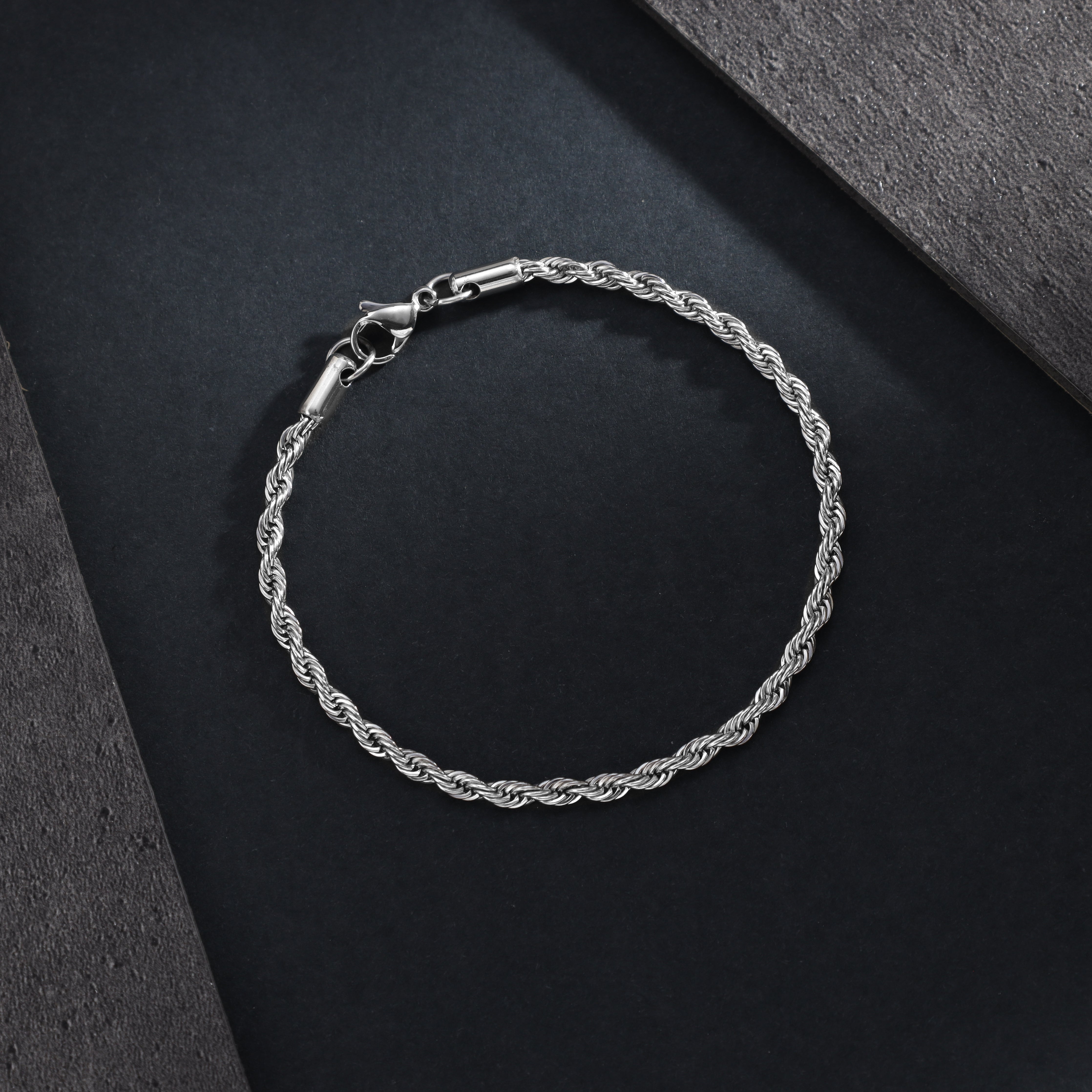 3mm Rope Chain Kordelkette Armband aus Edelstahl - Taipan Schmuck