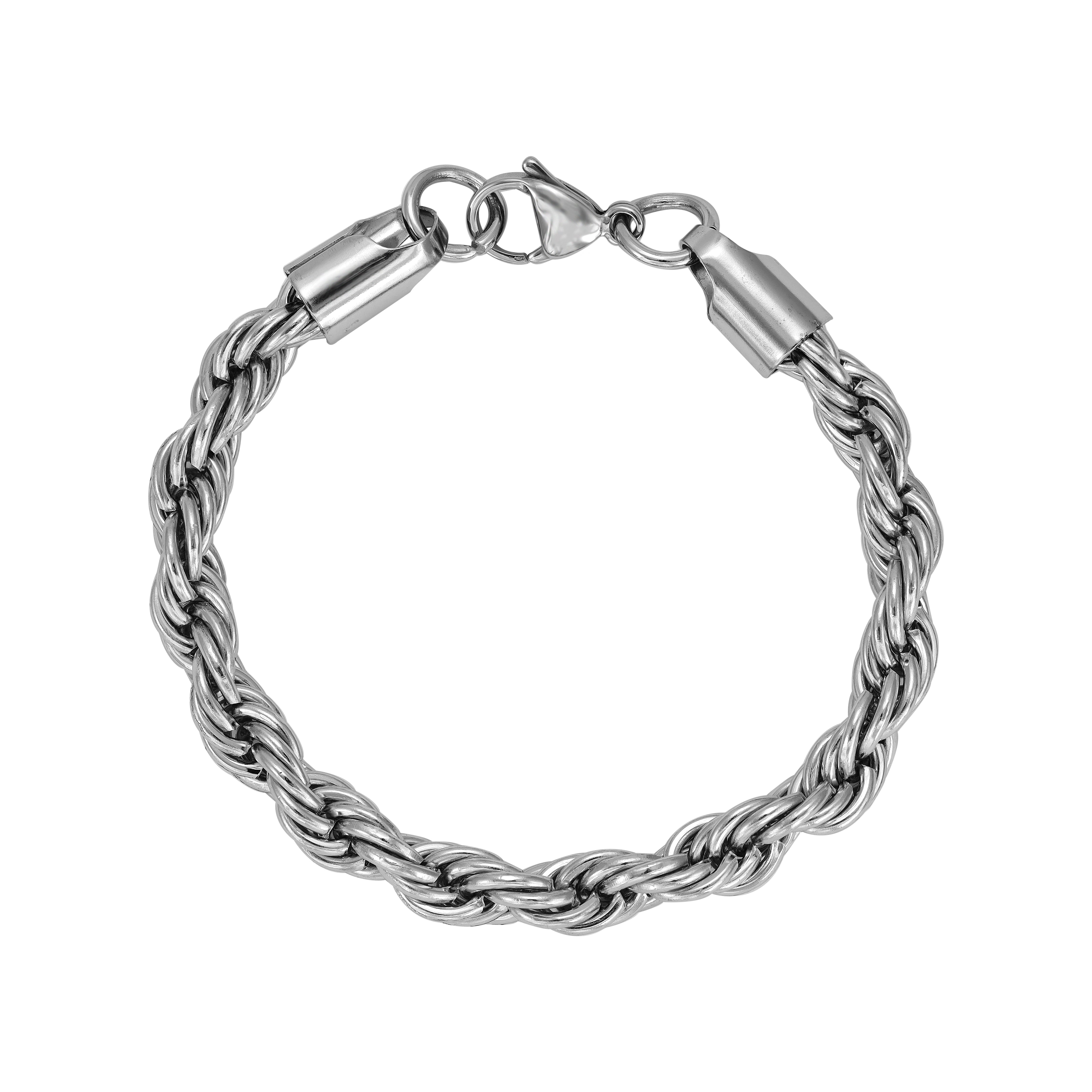 Set - Kette + Armband 7mm Kordelkette Rope Chain aus Edelstahl - Taipan Schmuck