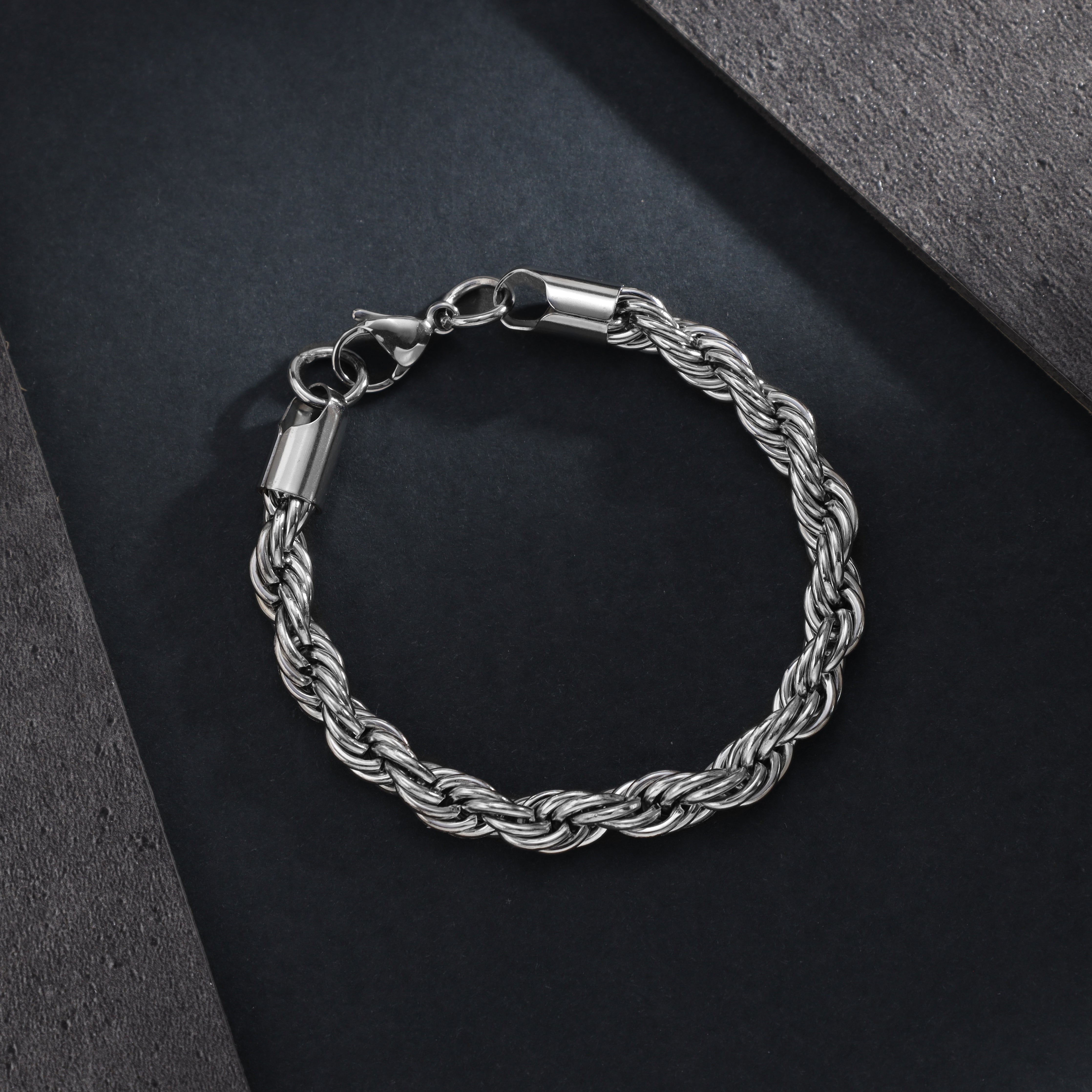 Set - Kette + Armband 7mm Kordelkette Rope Chain aus Edelstahl - Taipan Schmuck