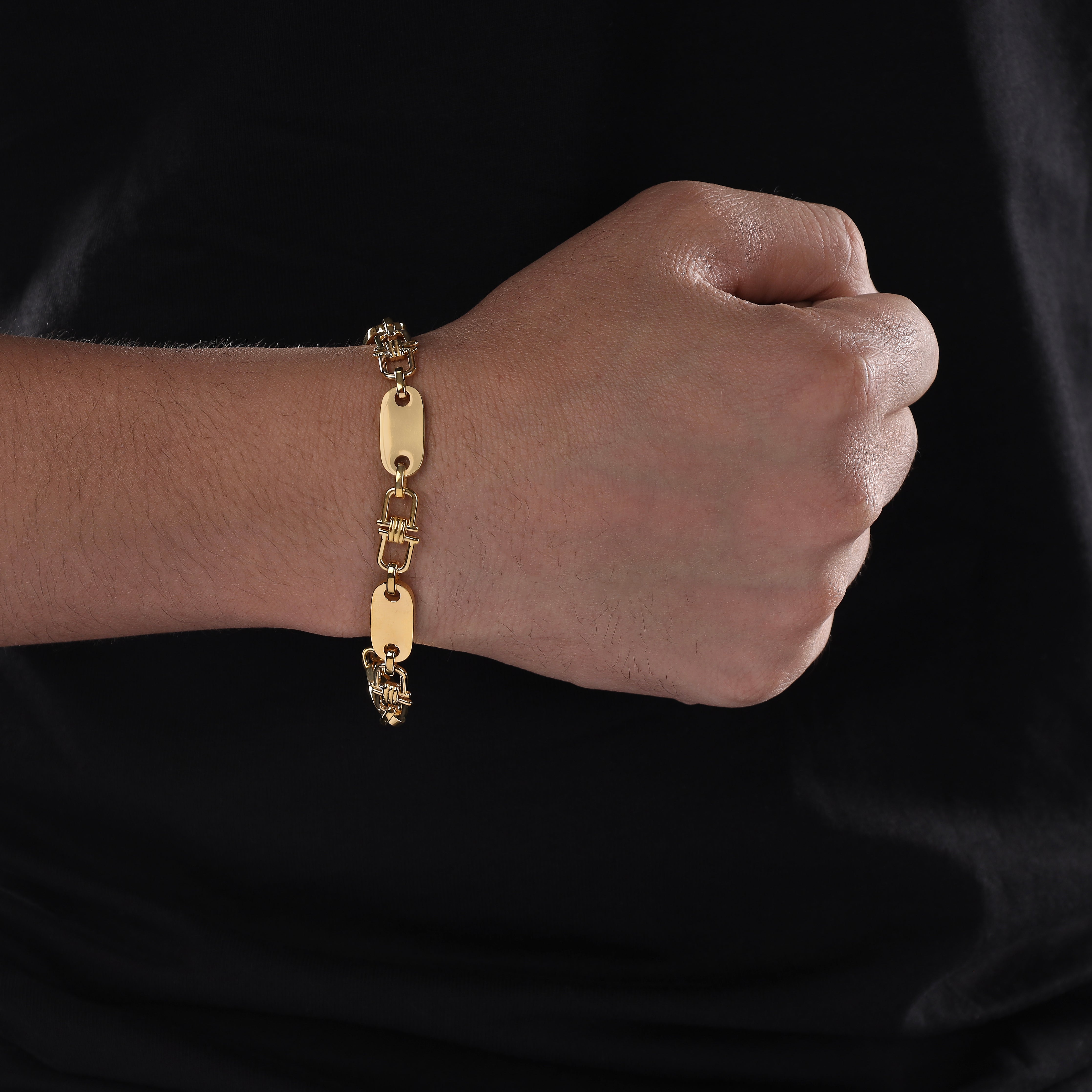 8,5mm Plattenkette Armband aus Edelstahl 18K Vergoldet