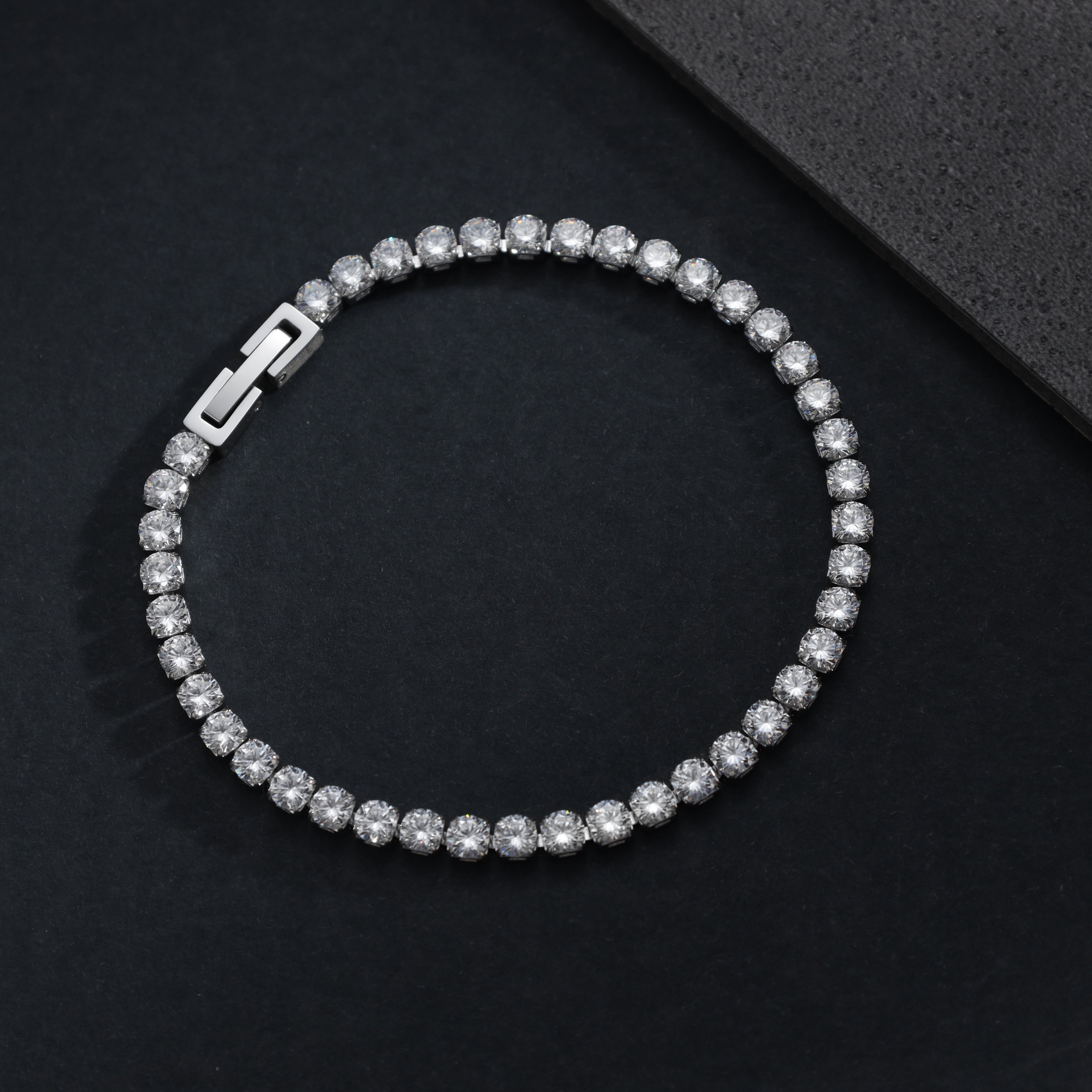 Tennis Chain Armband 4mm breit aus Edelstahl VVS - Taipan Schmuck