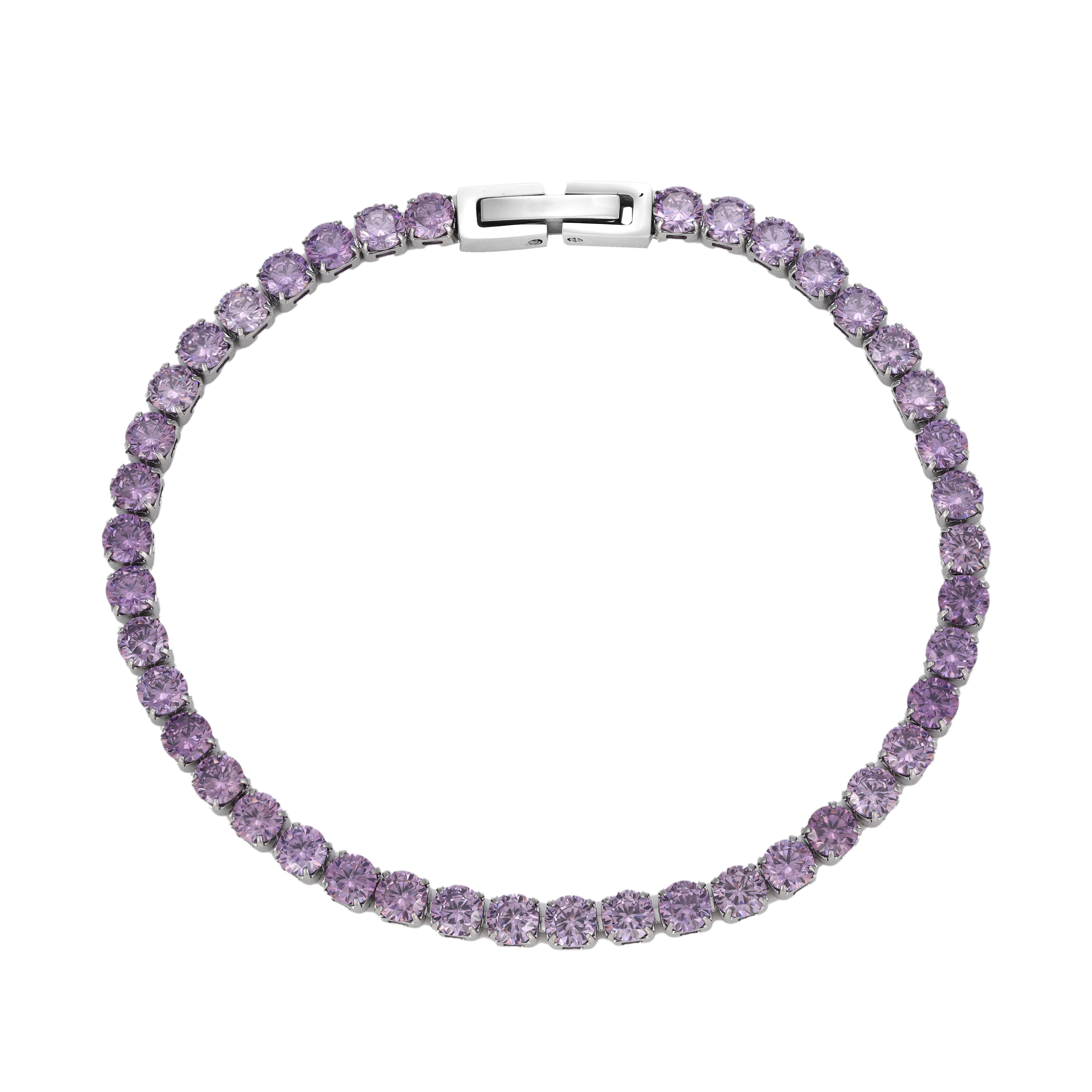 4mm Tennis Chain Armband Lila aus Edelstahl - Taipan Schmuck