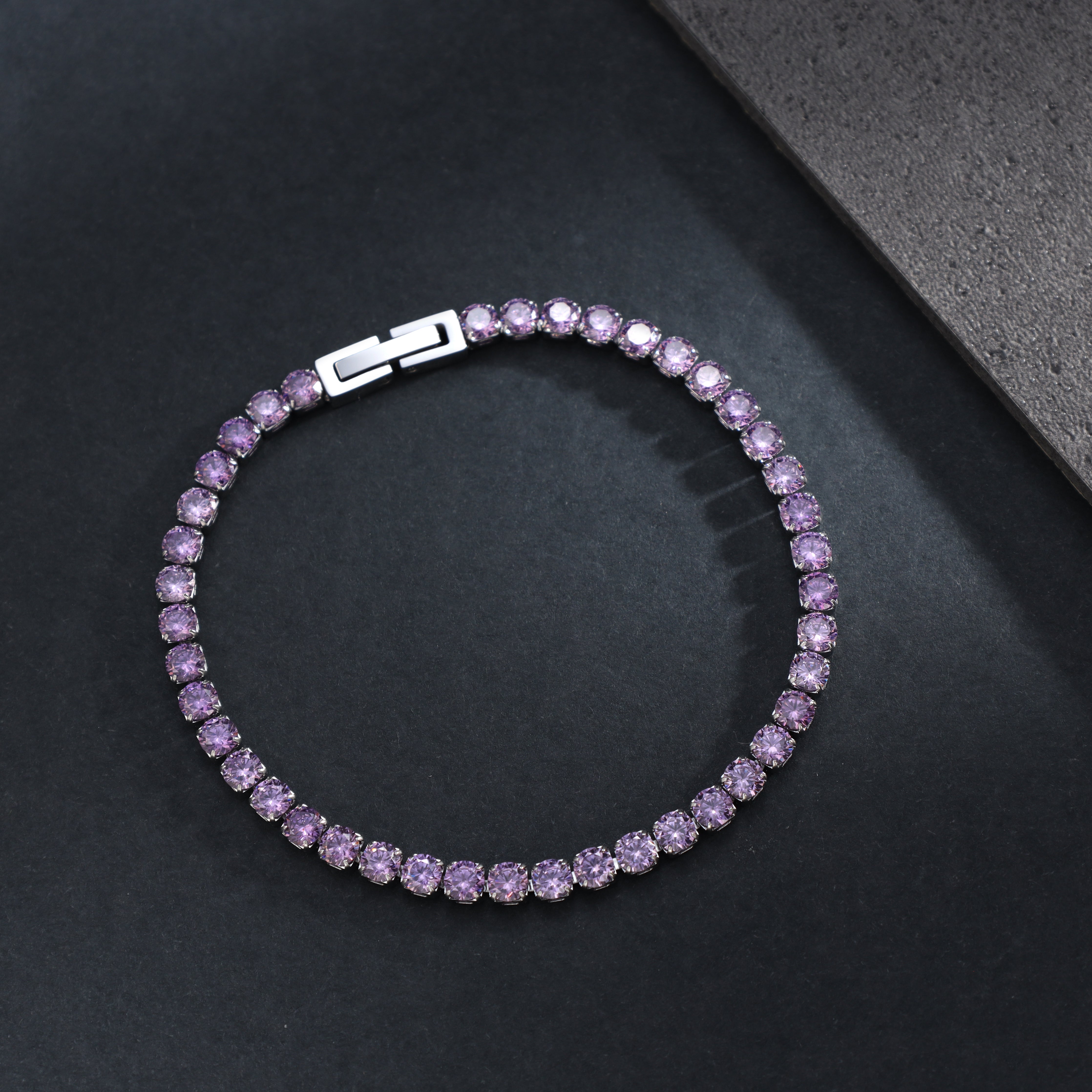 4mm Tennis Chain Armband Lila aus Edelstahl - Taipan Schmuck