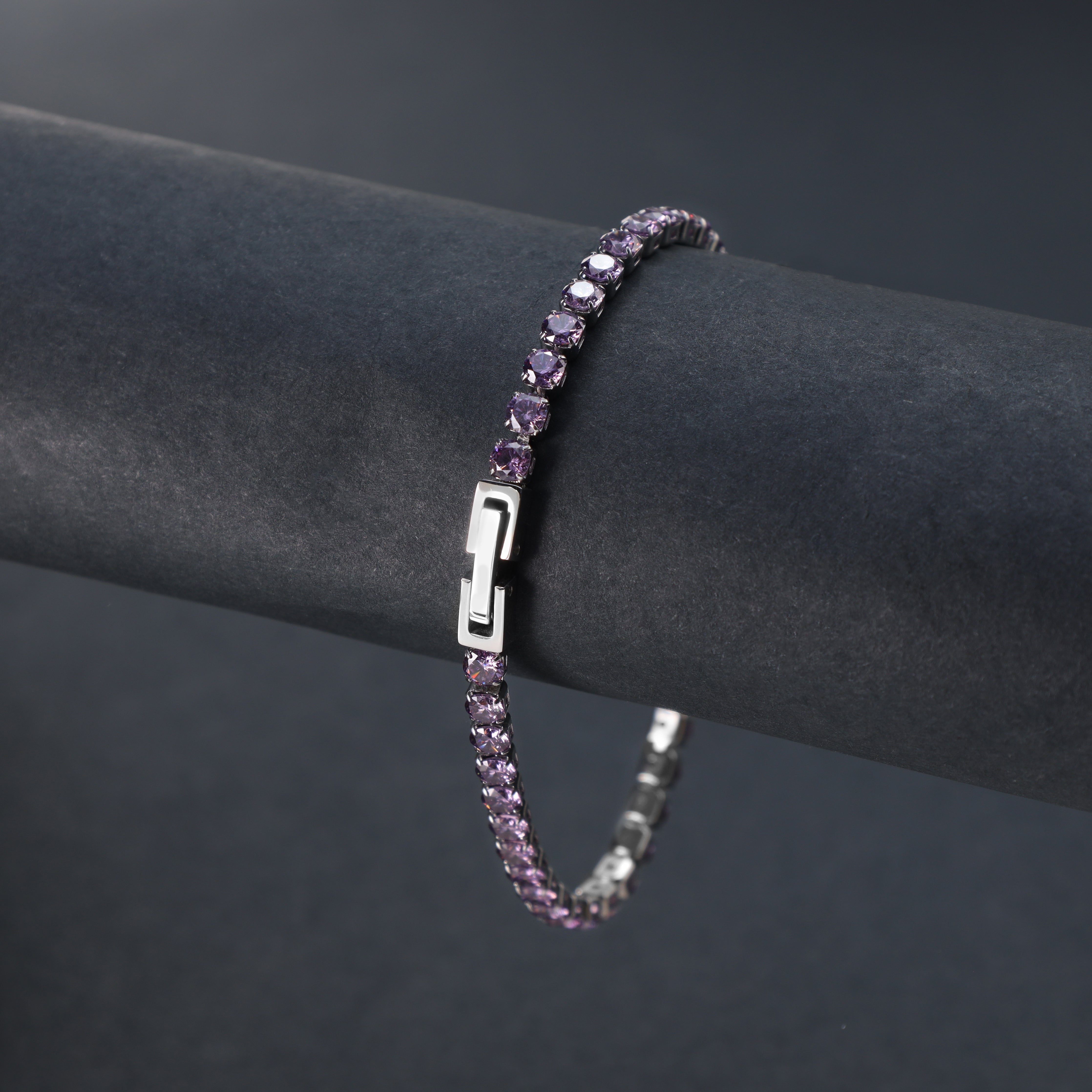 4mm Tennis Chain Armband Lila aus Edelstahl - Taipan Schmuck