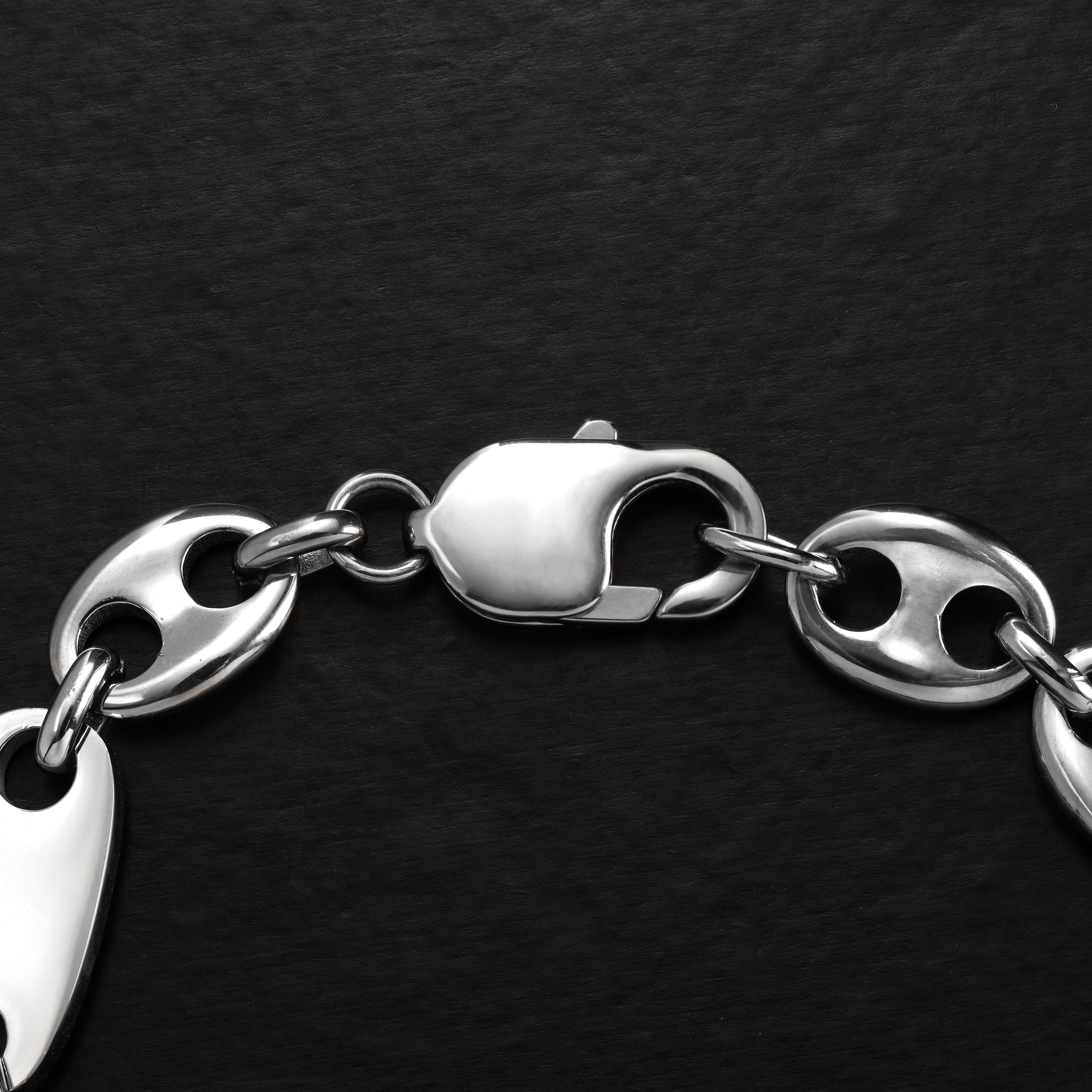 Plattenkette + Bohnenkette Armband 10mm breit aus Edelstahl - Taipan Schmuck