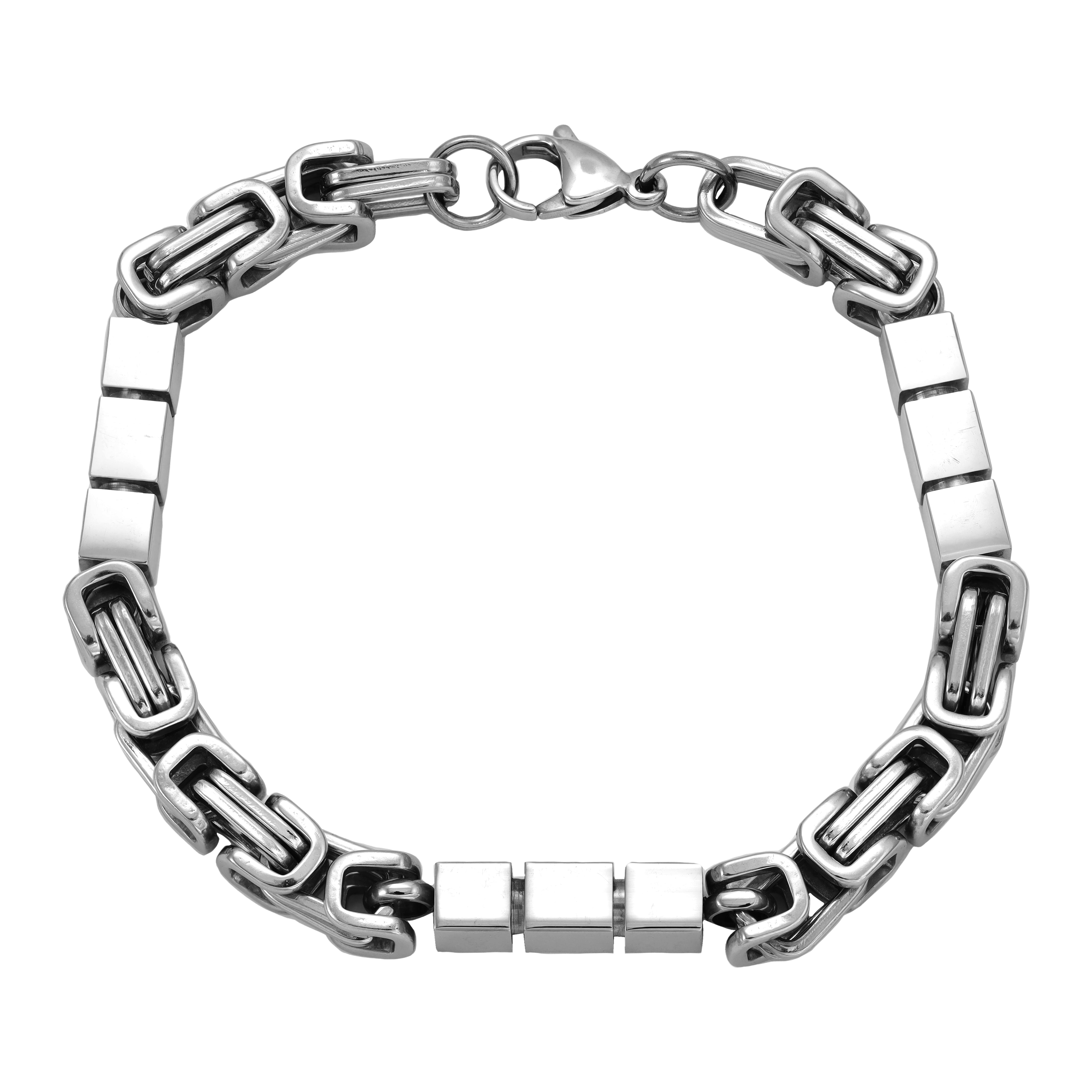 7mm Königskette Armband mit Blöcken 22cm aus Edelstahl - Taipan Schmuck