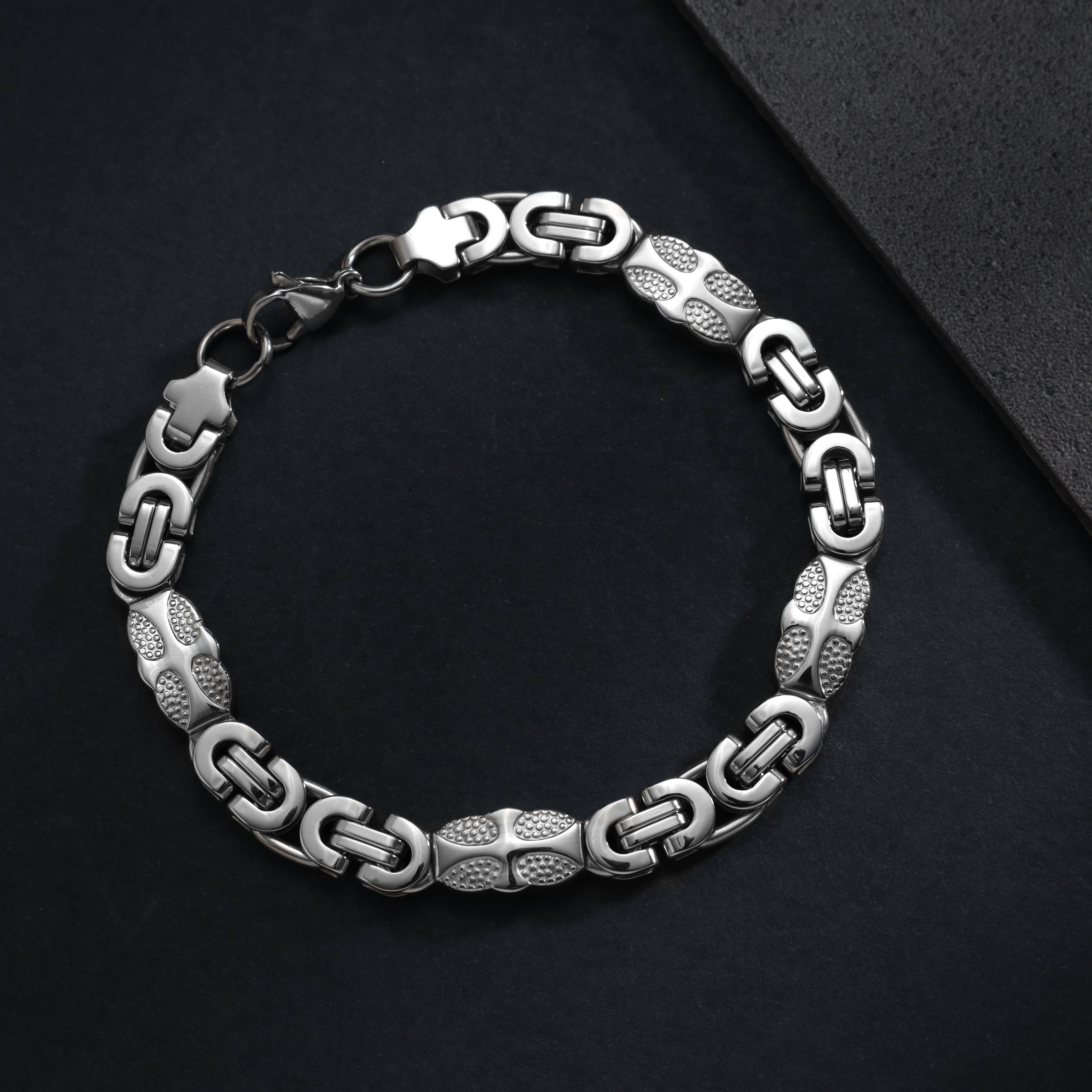 9mm Etruskerkette flaches Königsketten Armband 23cm aus Edelstahl - Taipan Schmuck